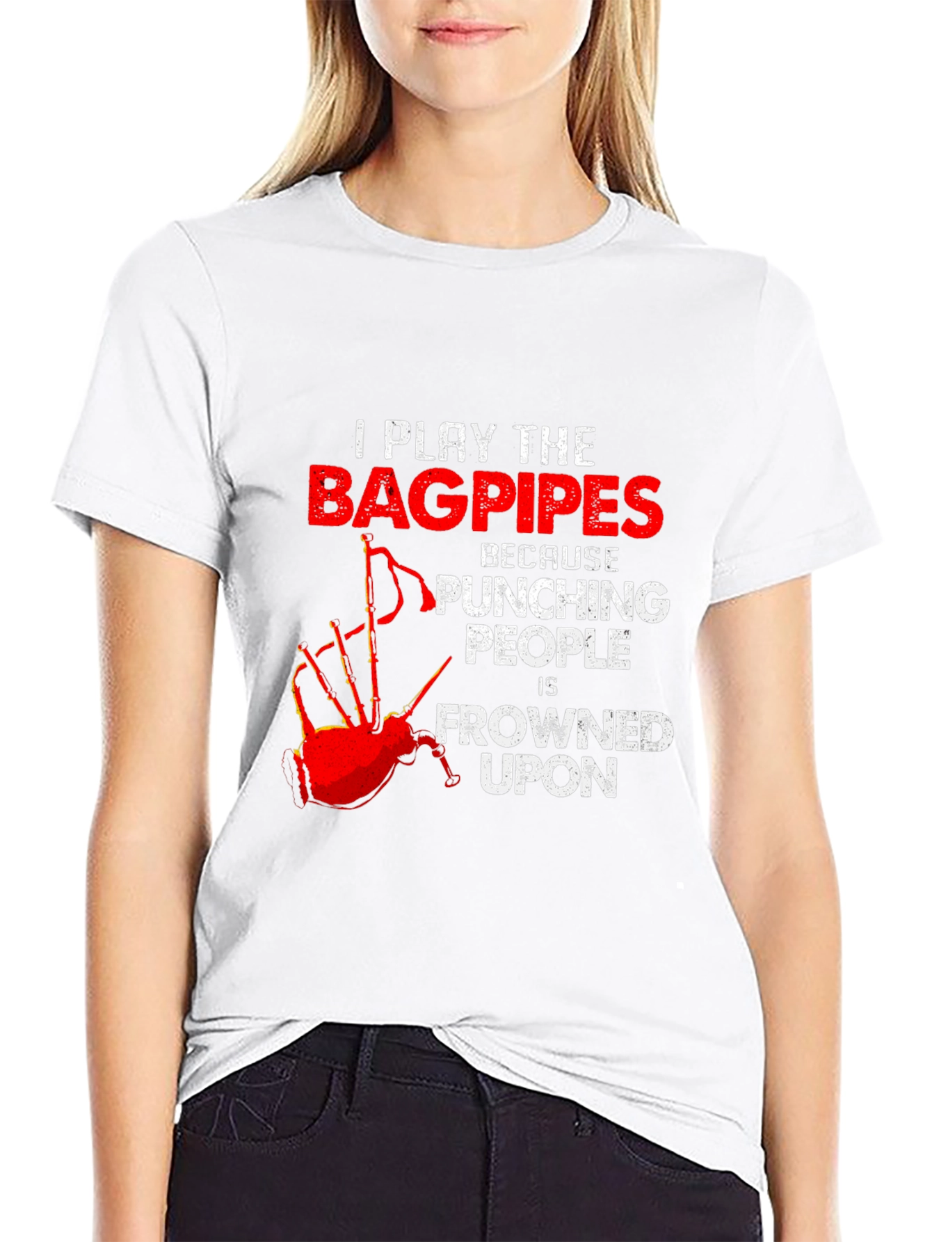 Bagpipes T-Shirt: Punching People Is Frowned Upon