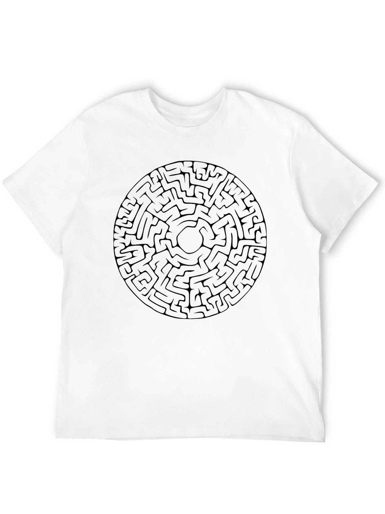 Maze Design Black T-Shirt