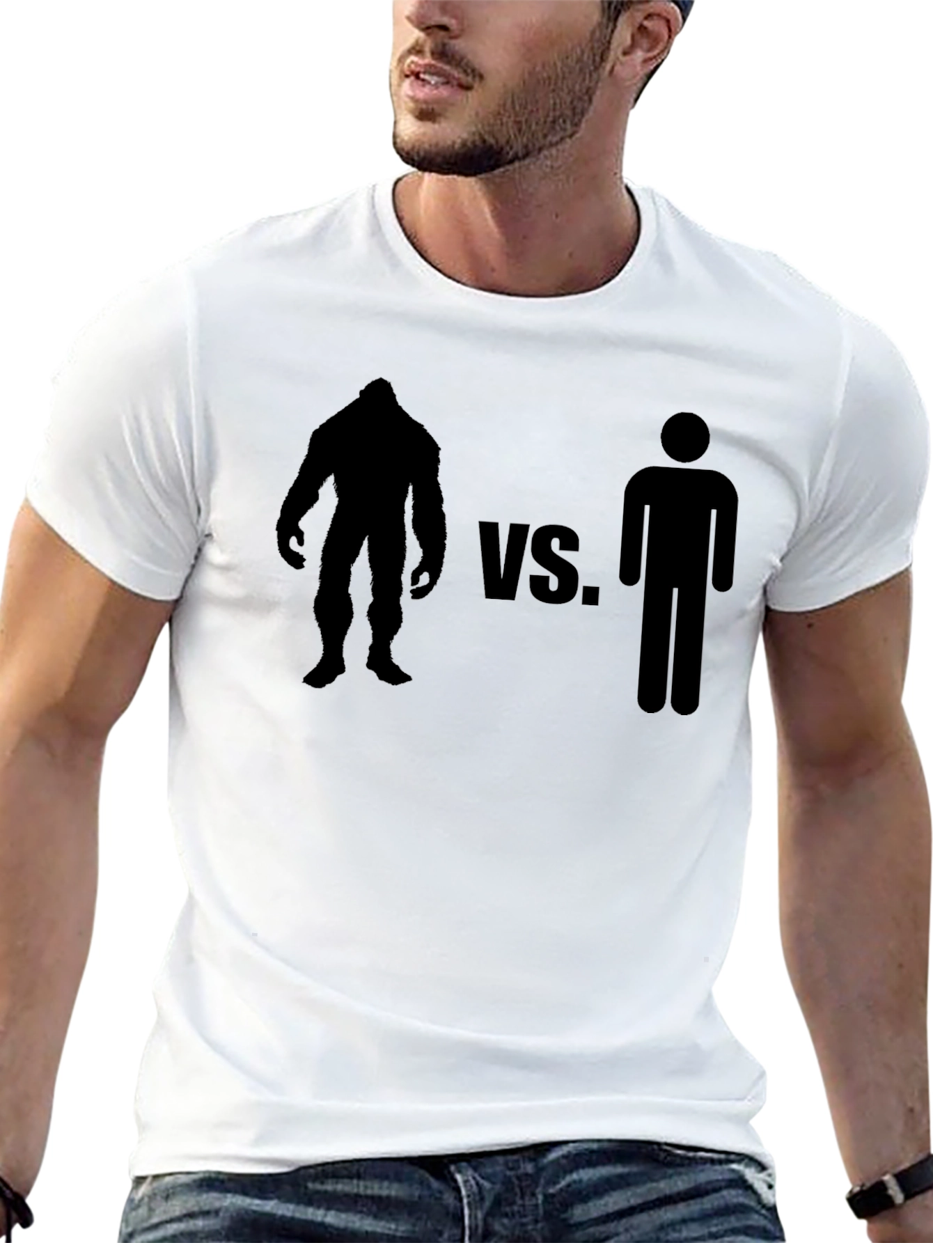 Bigfoot vs. Man Black T-Shirt