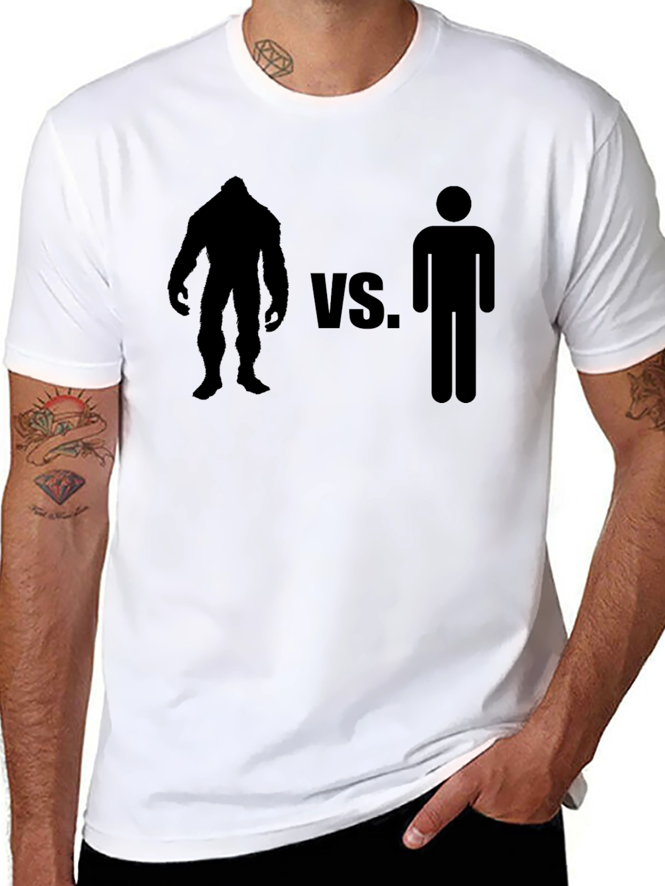 Bigfoot vs. Man Black T-Shirt