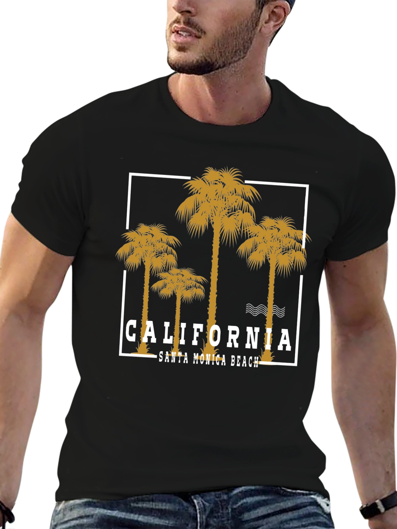 California Santa Monica Beach Graphic T-Shirt