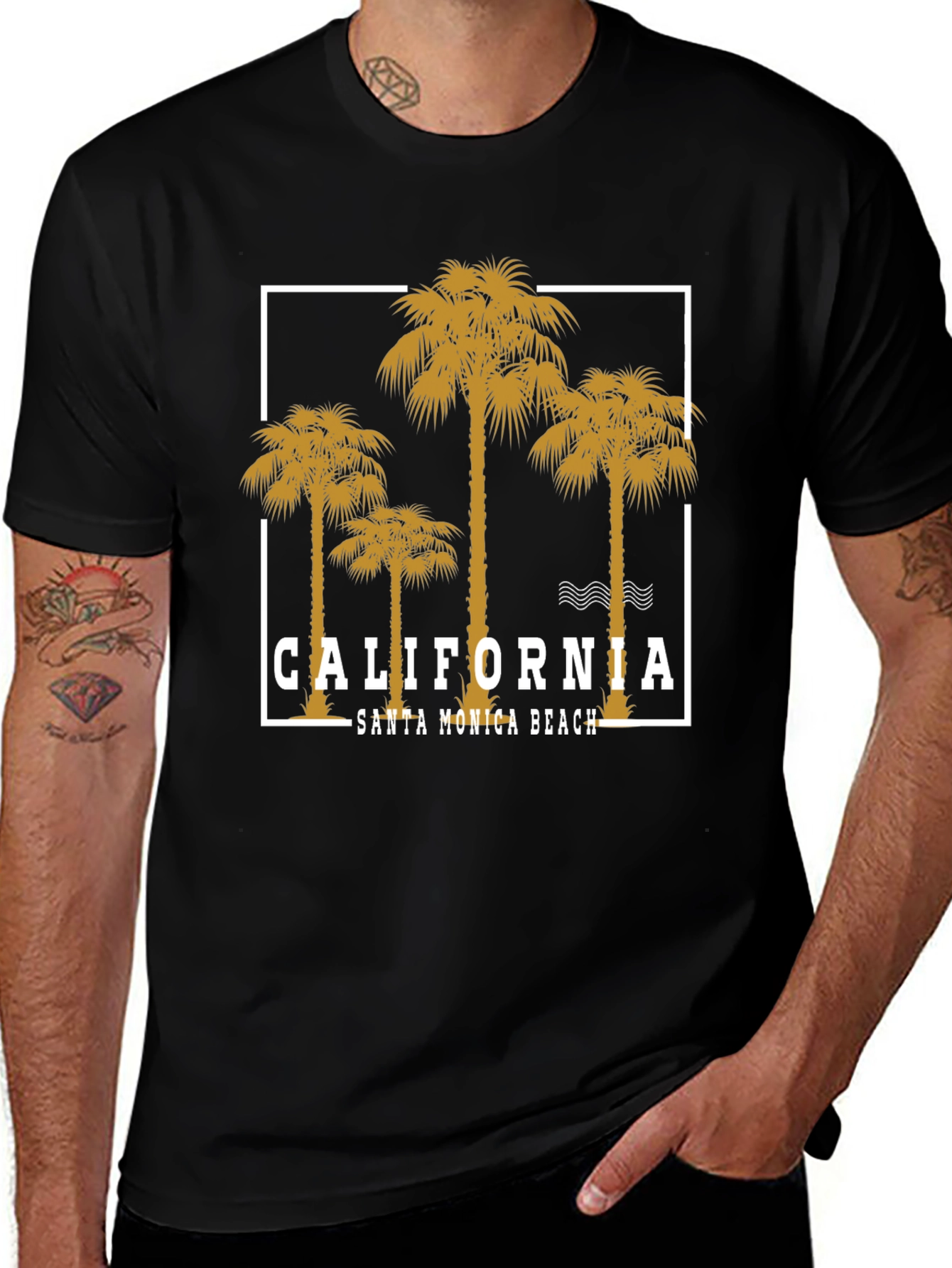 California Santa Monica Beach Graphic T-Shirt