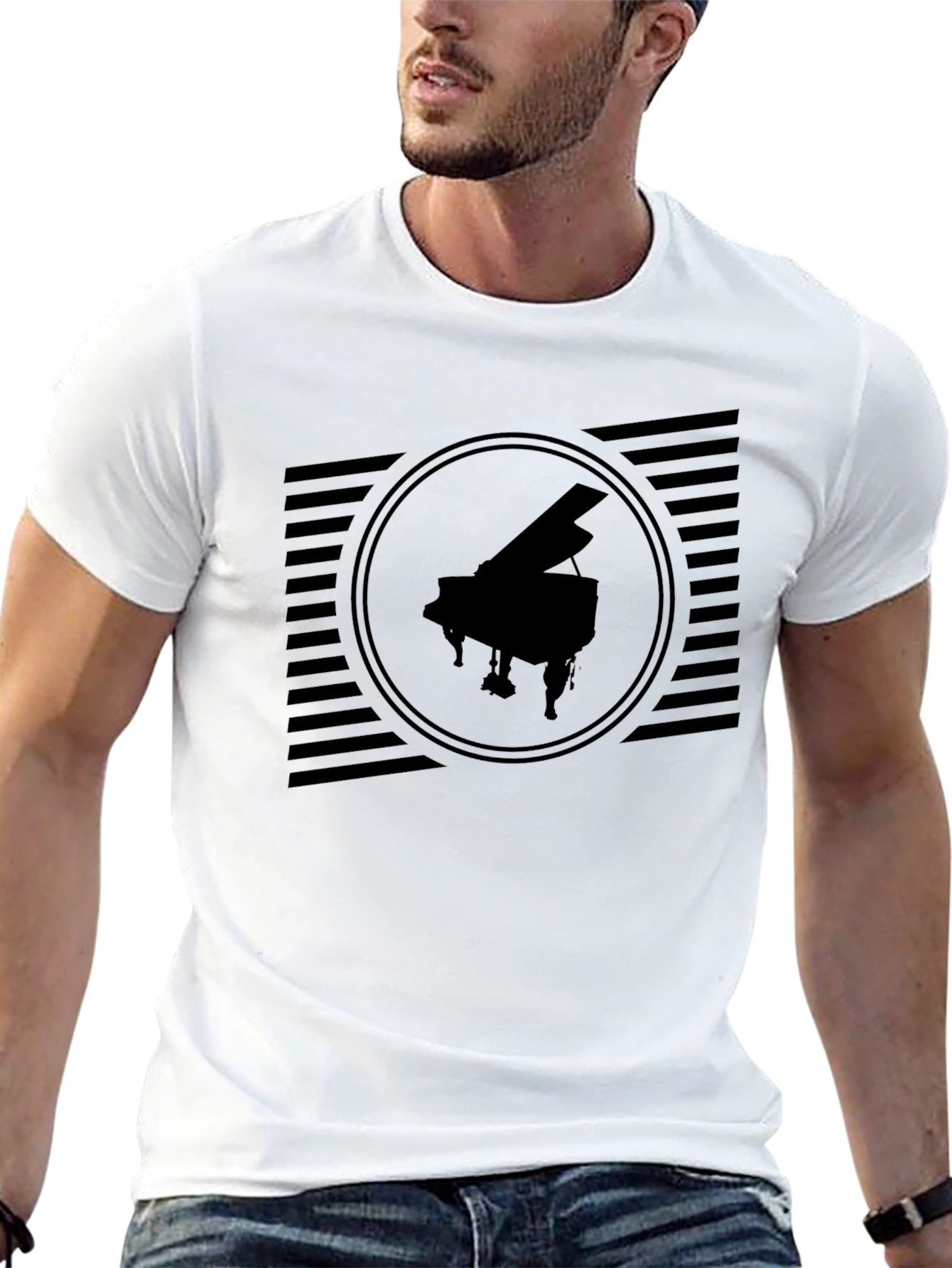 Grand Piano Graphic Tee - Black Unisex