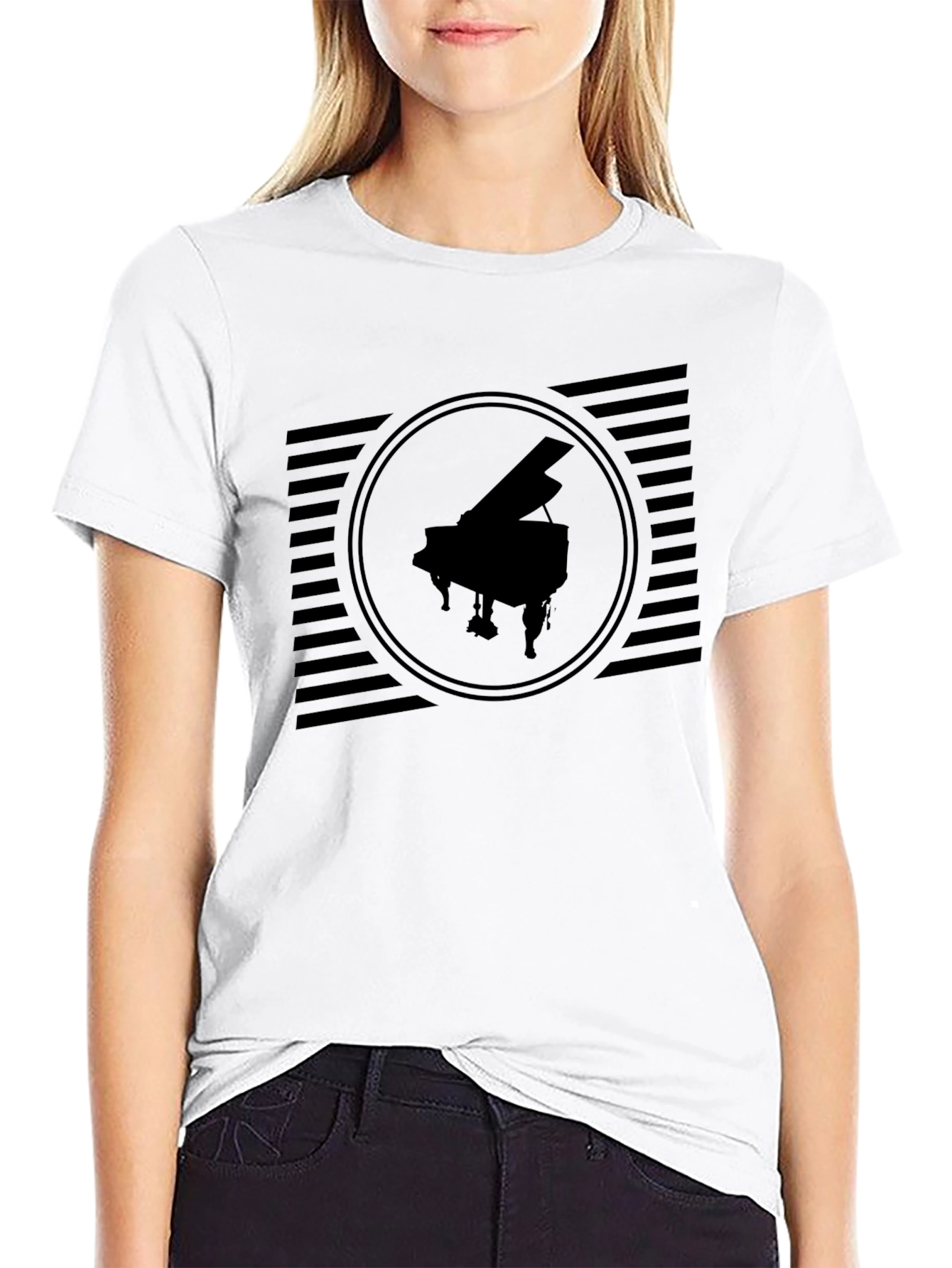 Grand Piano Graphic Tee - Black Unisex