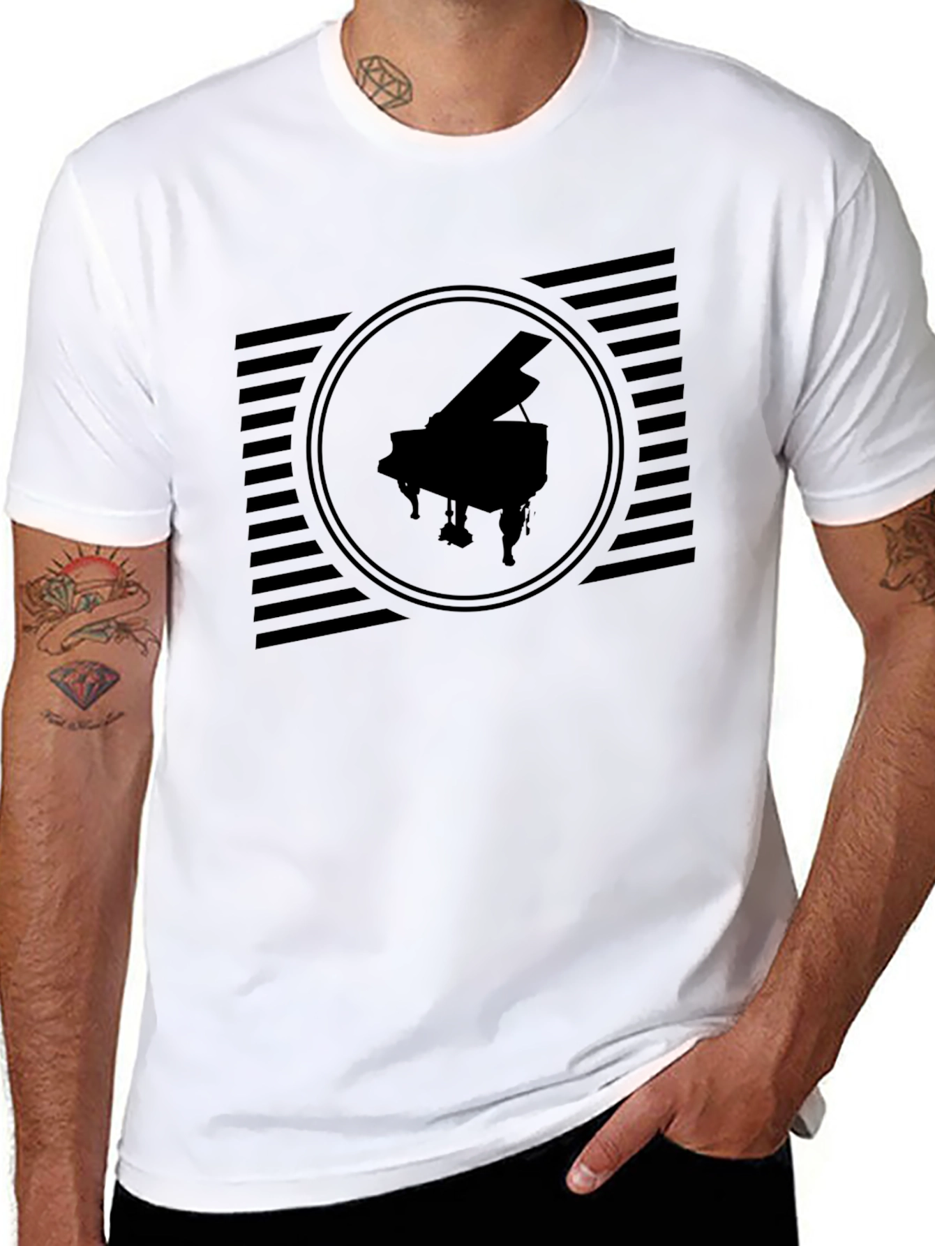 Grand Piano Graphic Tee - Black Unisex