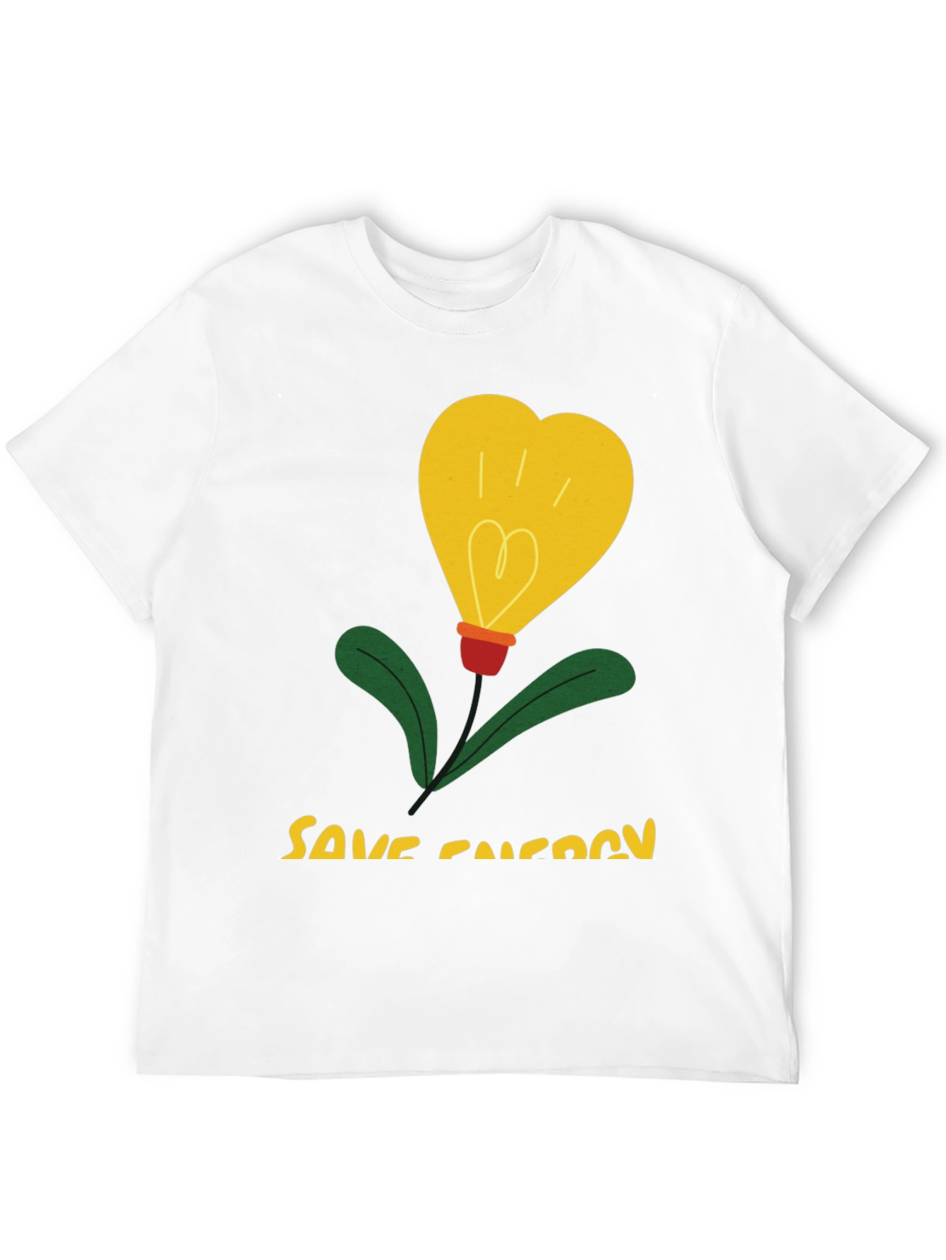 Save Energy T-Shirt Heart Bulb Black Cotton Tee