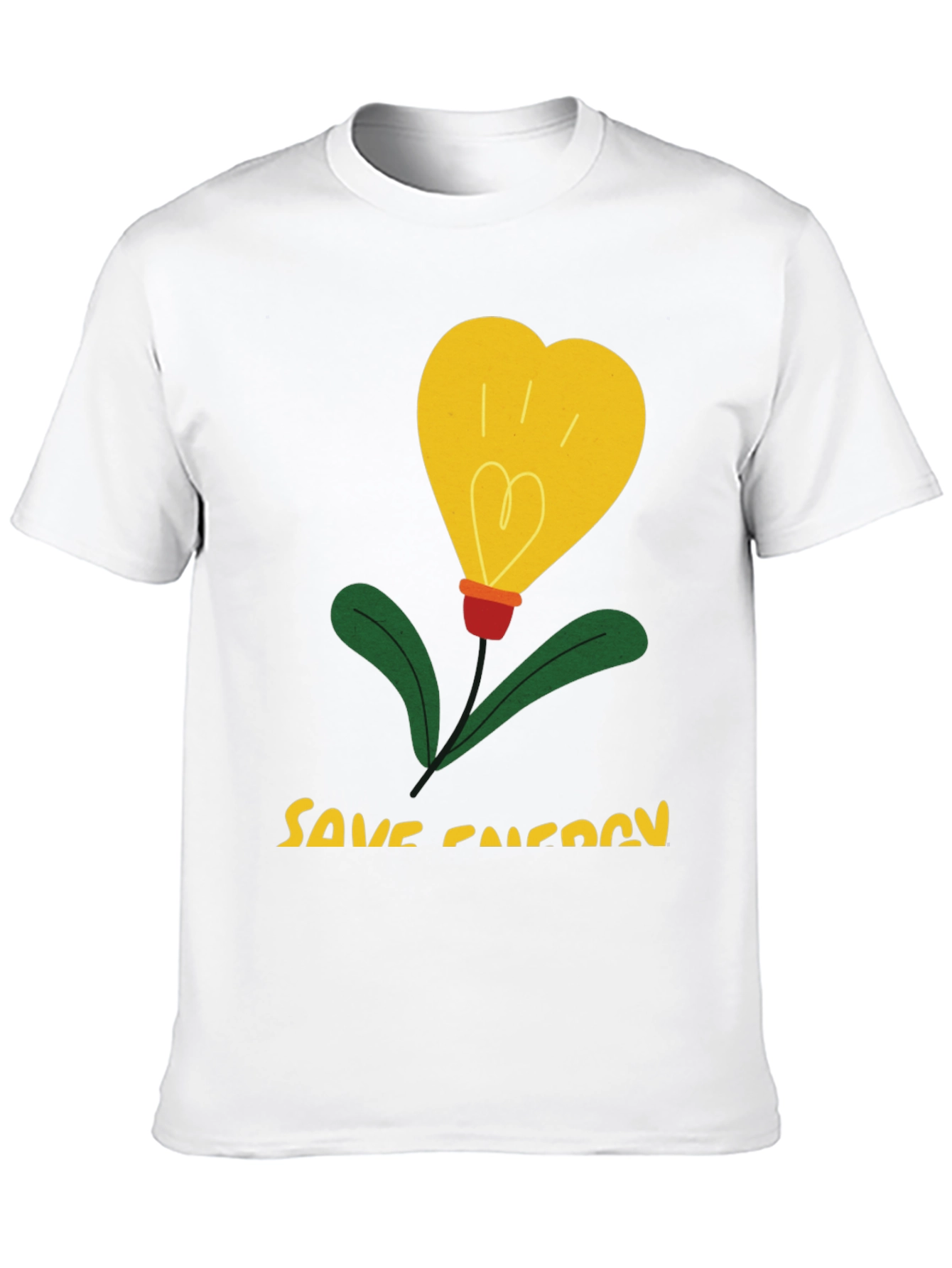 Save Energy T-Shirt Heart Bulb Black Cotton Tee