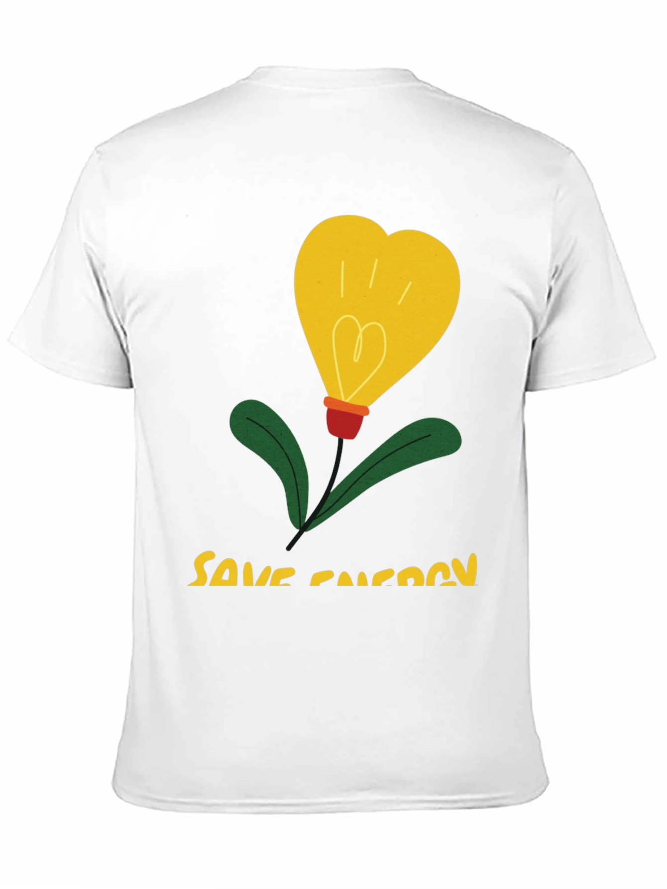 Save Energy T-Shirt Heart Bulb Black Cotton Tee