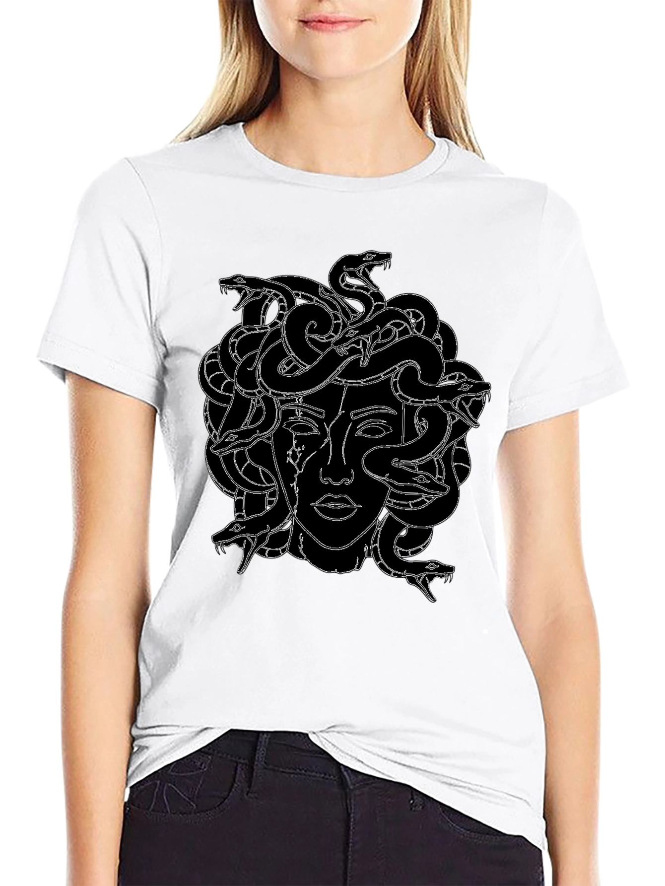 Medusa Graphic Print Black T-Shirt