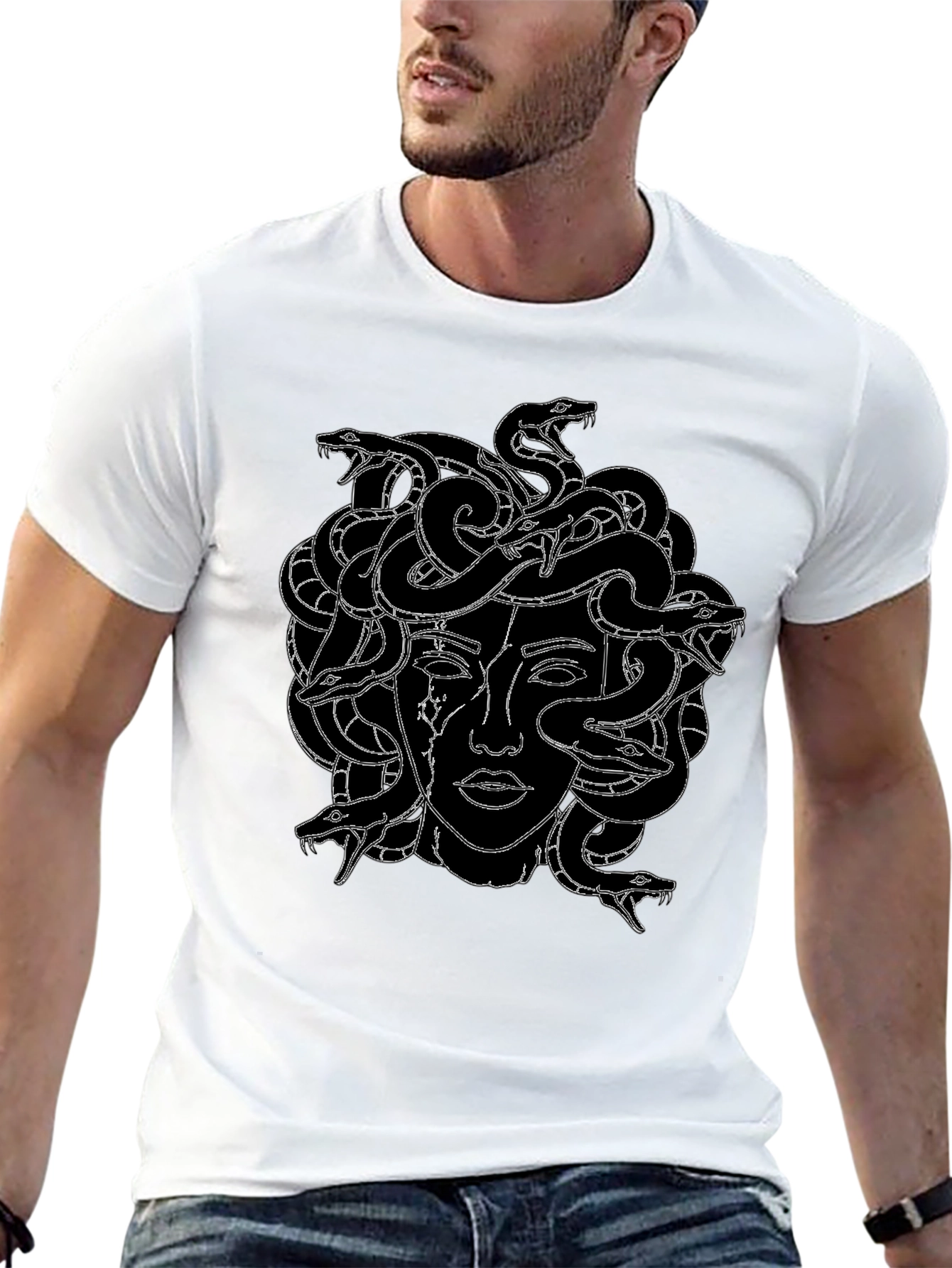 Medusa Graphic Print Black T-Shirt