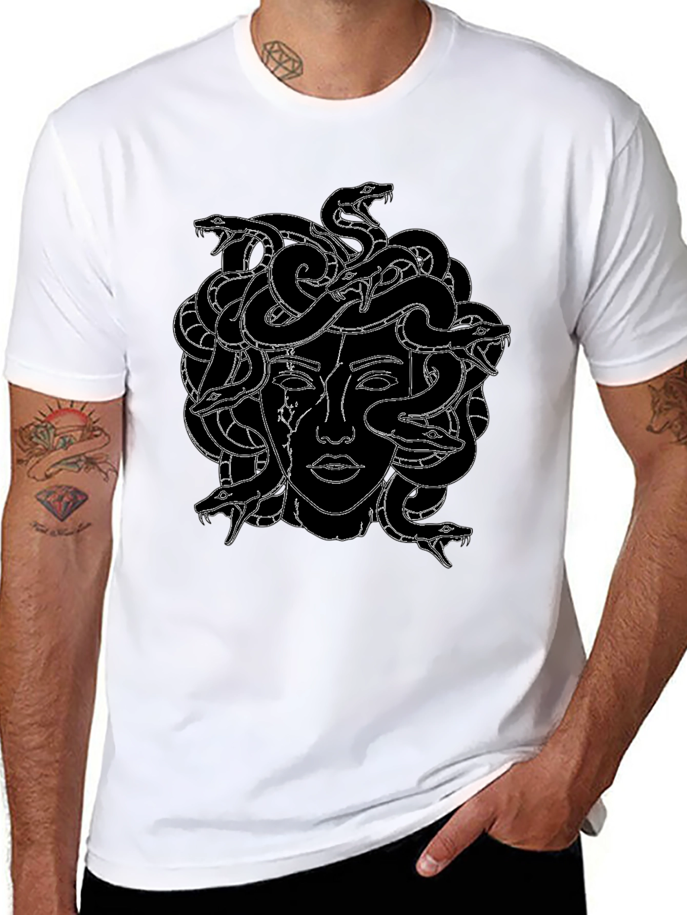 Medusa Graphic Print Black T-Shirt