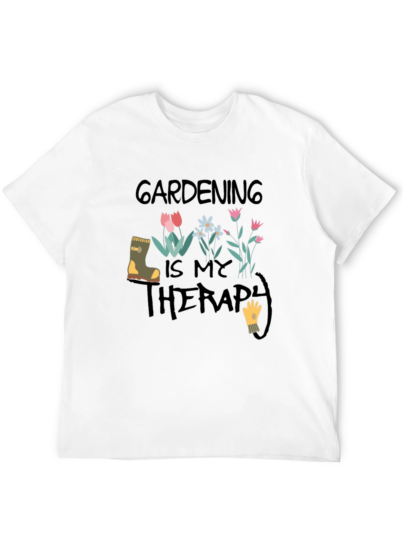 Gardening Therapy Black T-Shirt