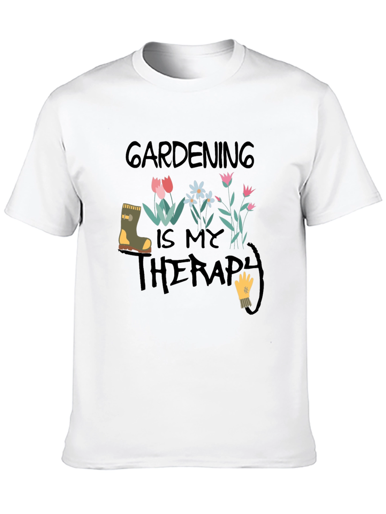 Gardening Therapy Black T-Shirt