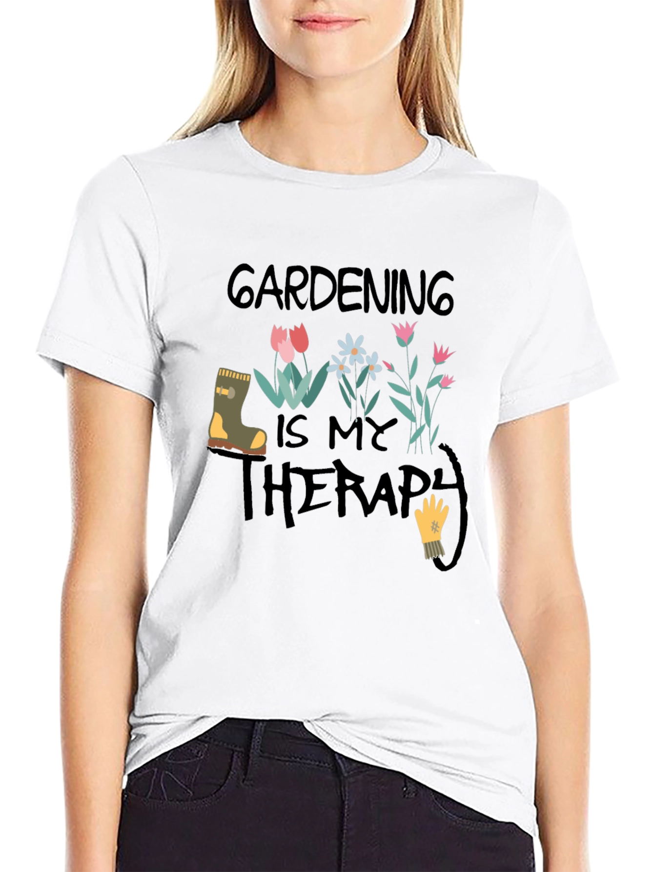 Gardening Therapy Black T-Shirt