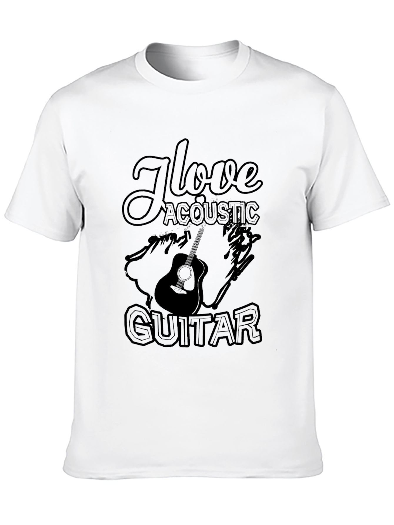I Love Acoustic Guitar T-Shirt - Black