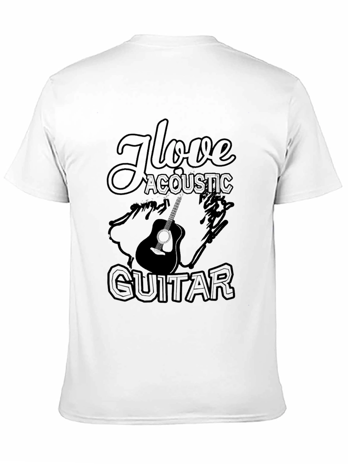 I Love Acoustic Guitar T-Shirt - Black