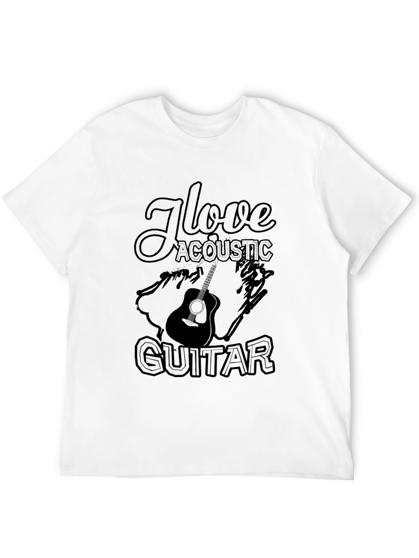 I Love Acoustic Guitar T-Shirt - Black