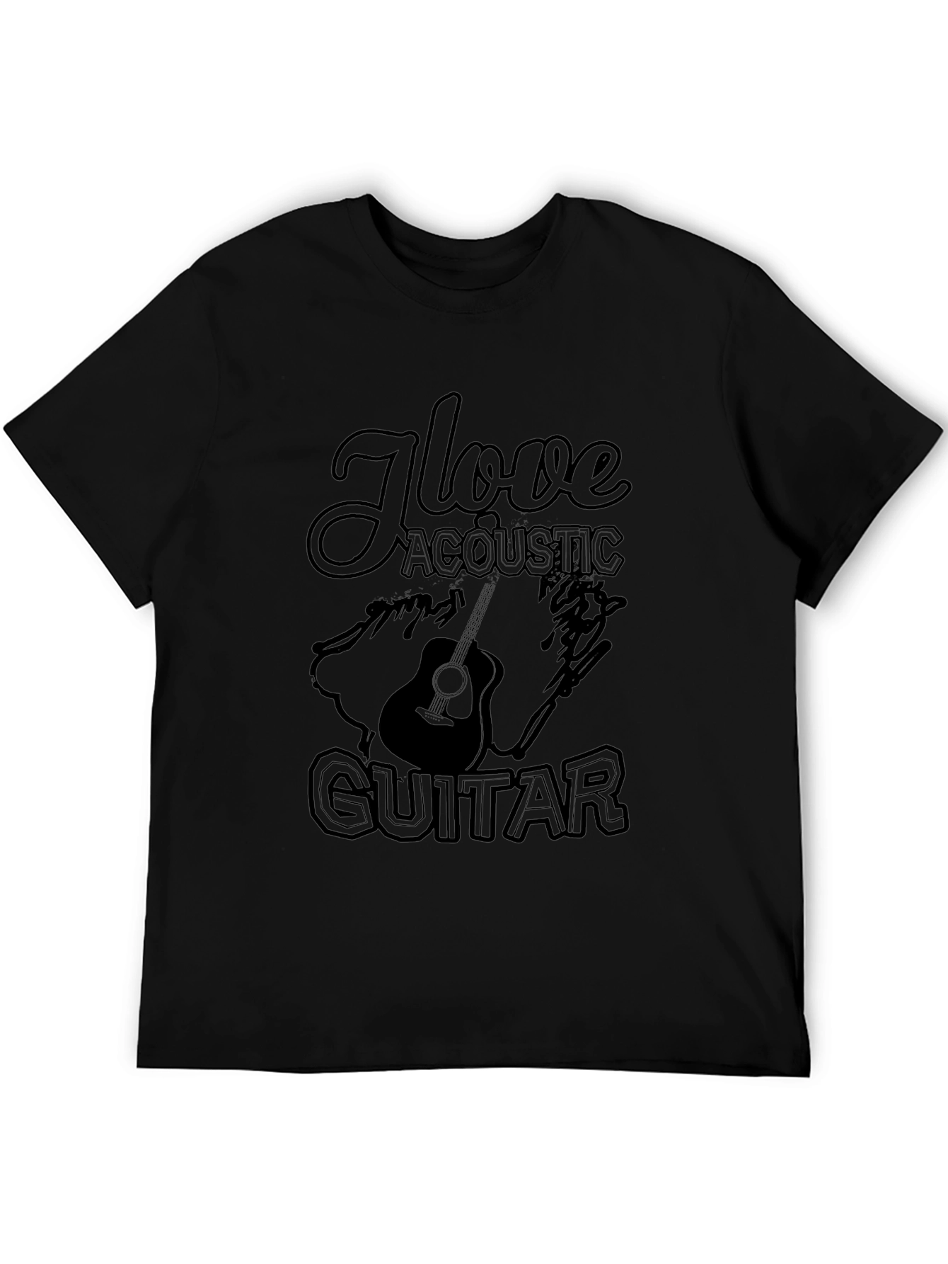 I Love Acoustic Guitar T-Shirt - Black