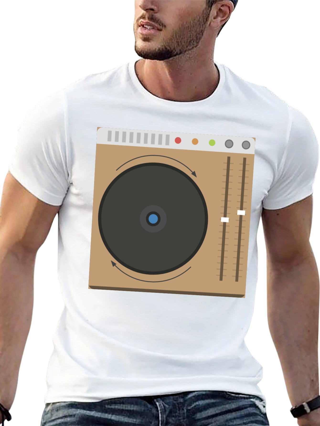 DJ Turntable Graphic Tee - Black Crew Neck