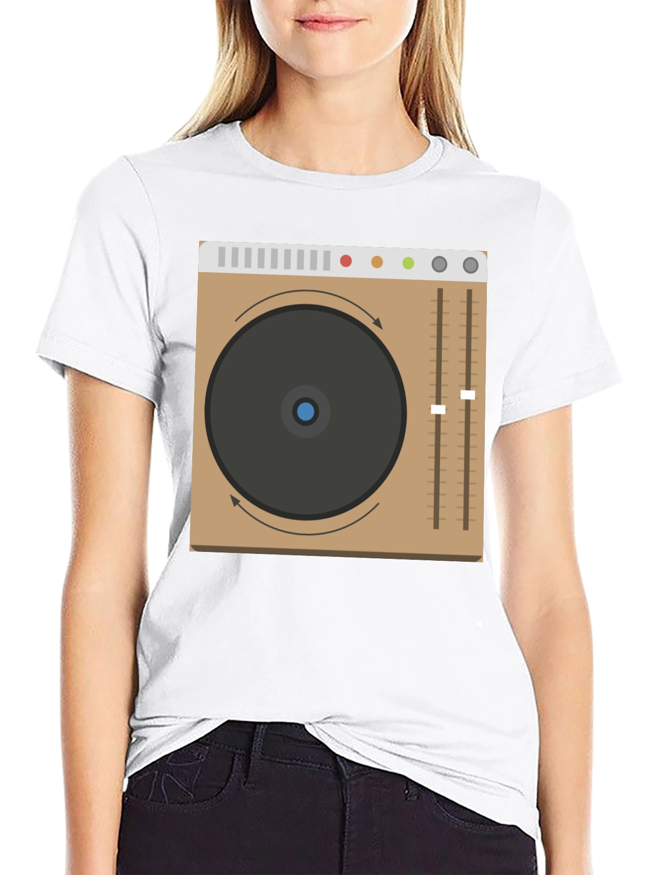 DJ Turntable Graphic Tee - Black Crew Neck