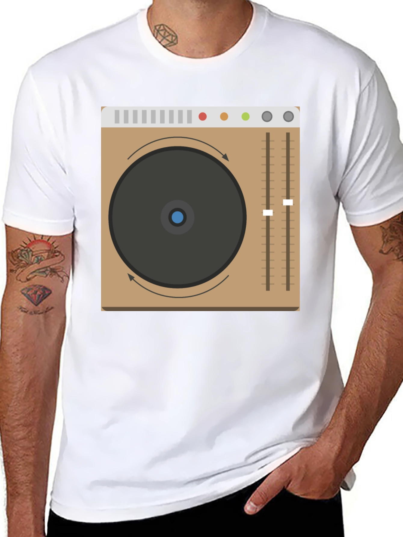 DJ Turntable Graphic Tee - Black Crew Neck