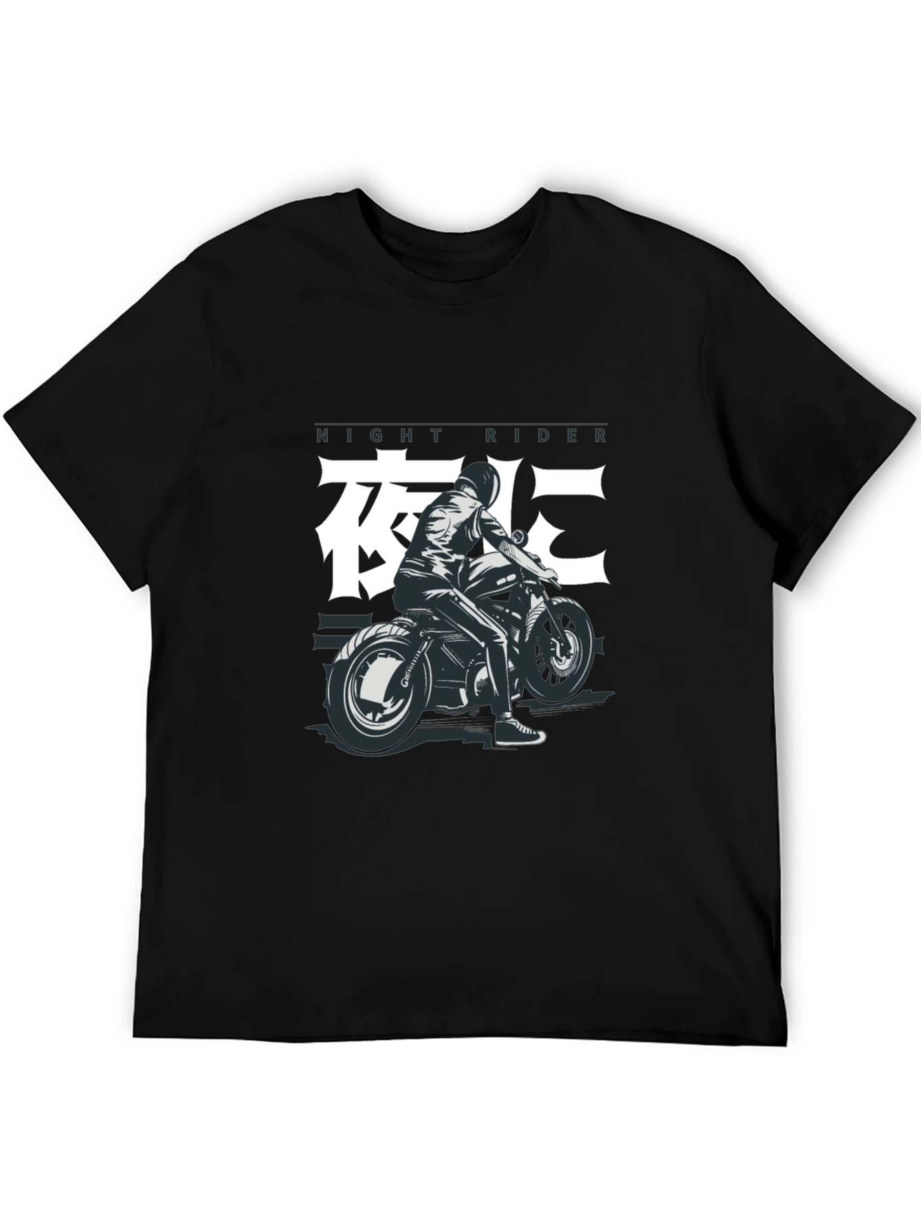 Night Rider Graphic Tee - Black Motorcycle T-Shirt