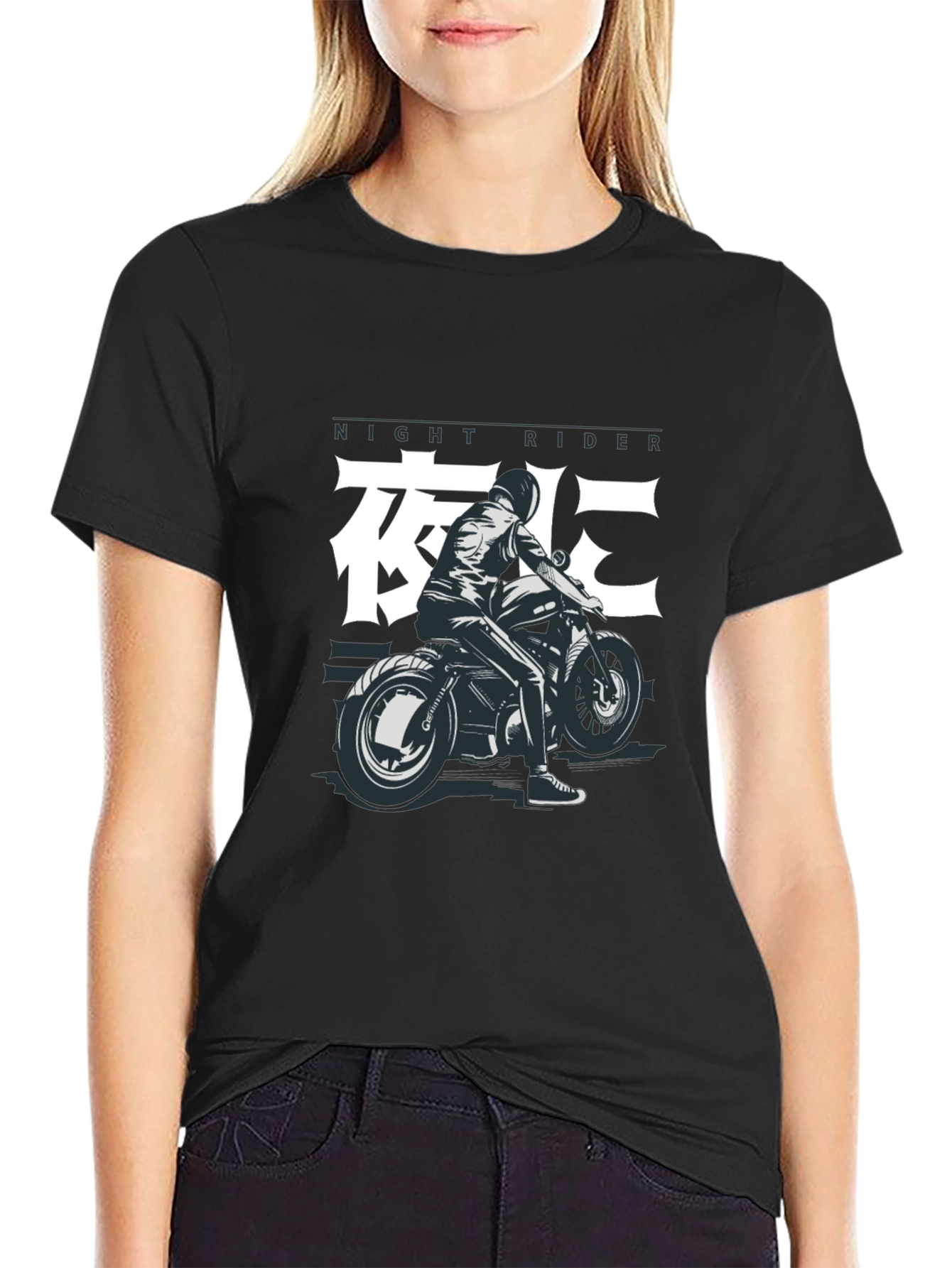 Night Rider Graphic Tee - Black Motorcycle T-Shirt