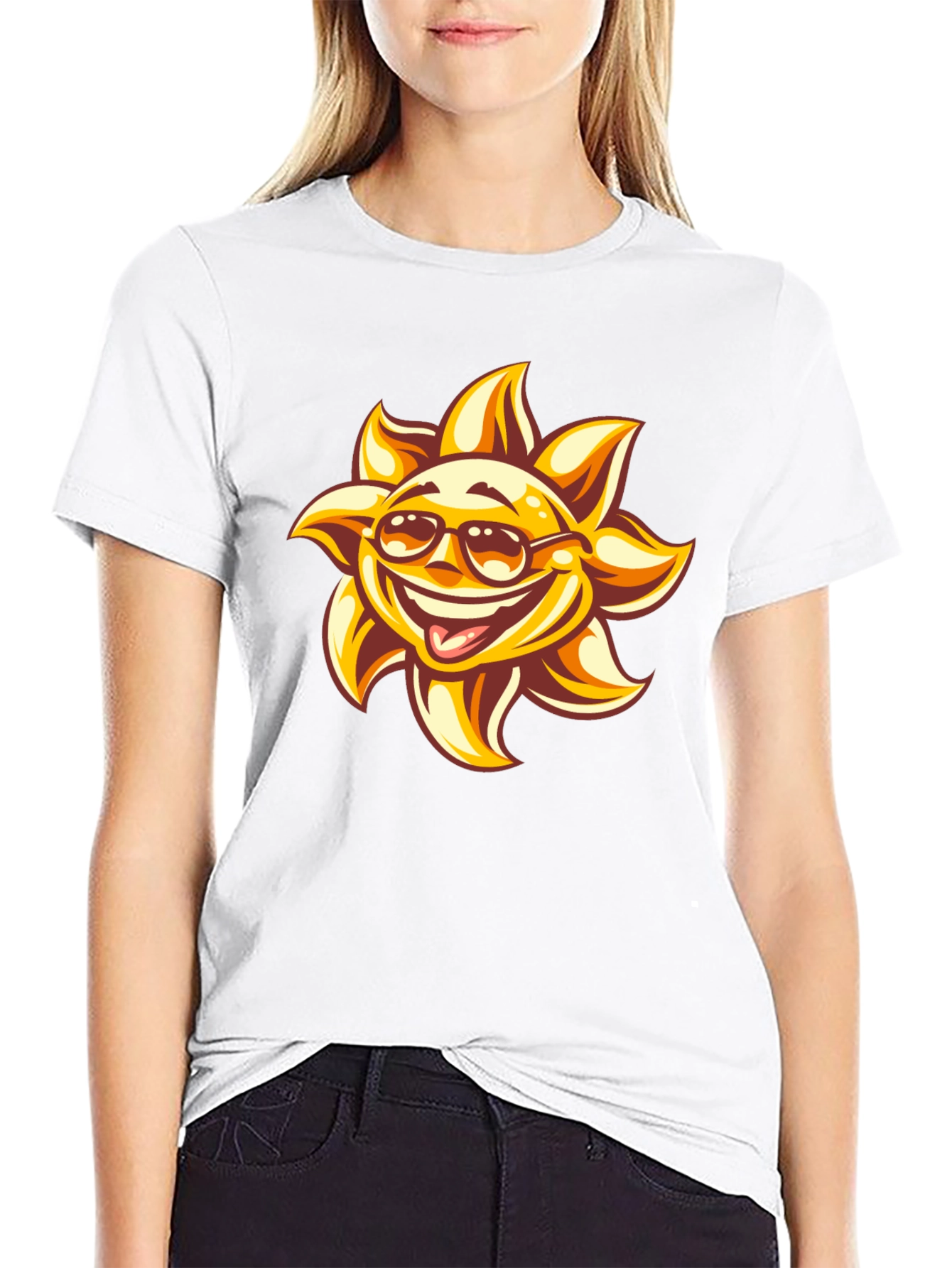 Smiling Sun Graphic Black T-Shirt