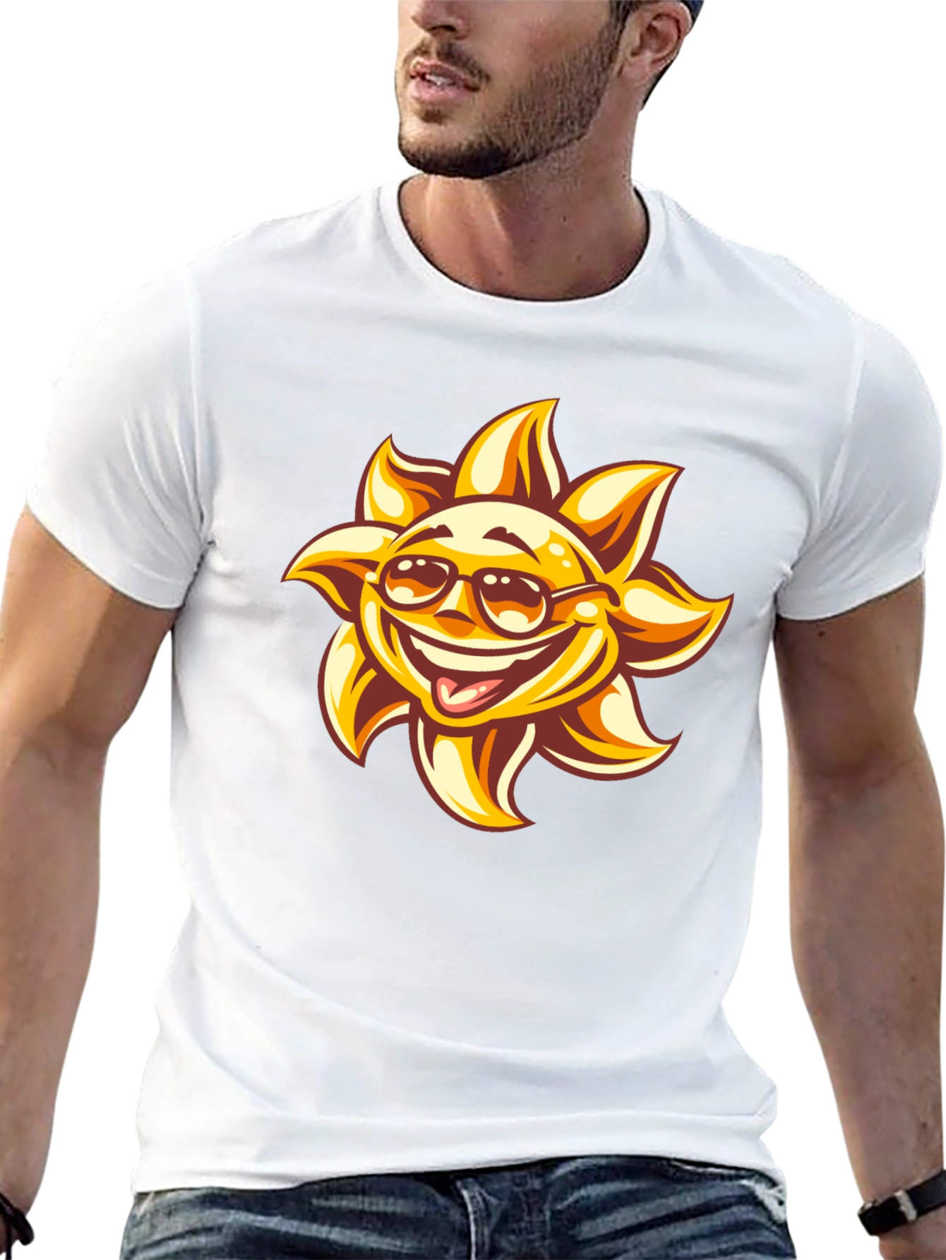Smiling Sun Graphic Black T-Shirt