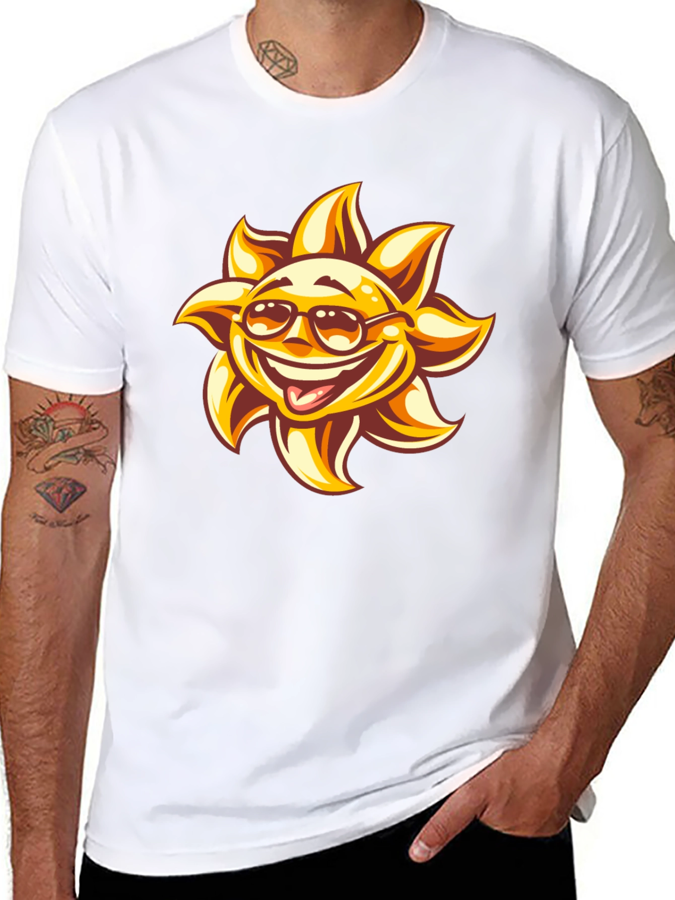 Smiling Sun Graphic Black T-Shirt