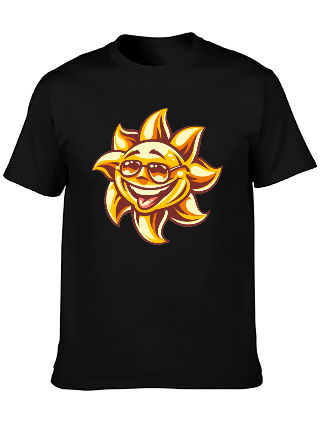 Smiling Sun Graphic Black T-Shirt