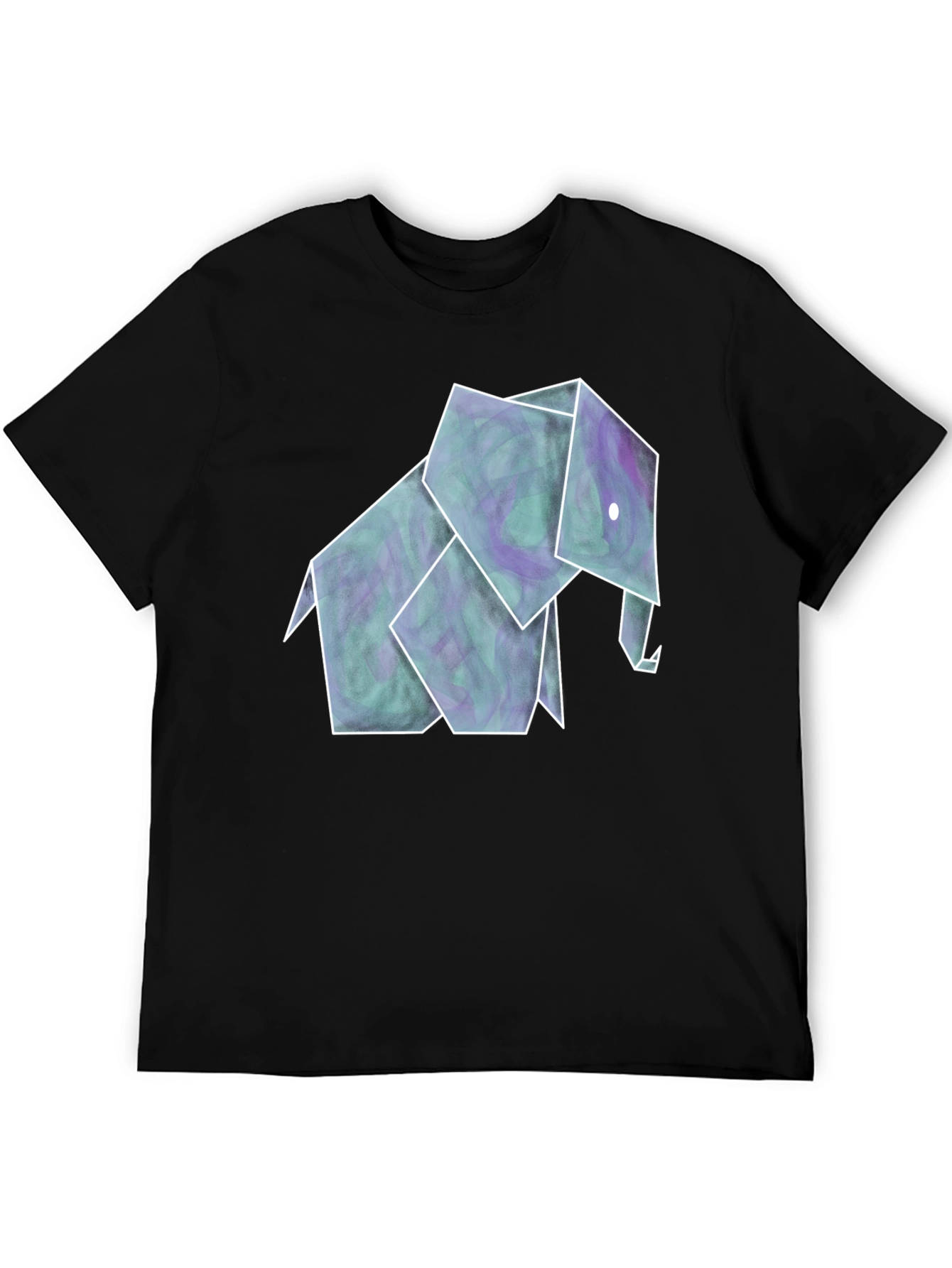 Origami Elephant Tee - Artistic Black Shirt