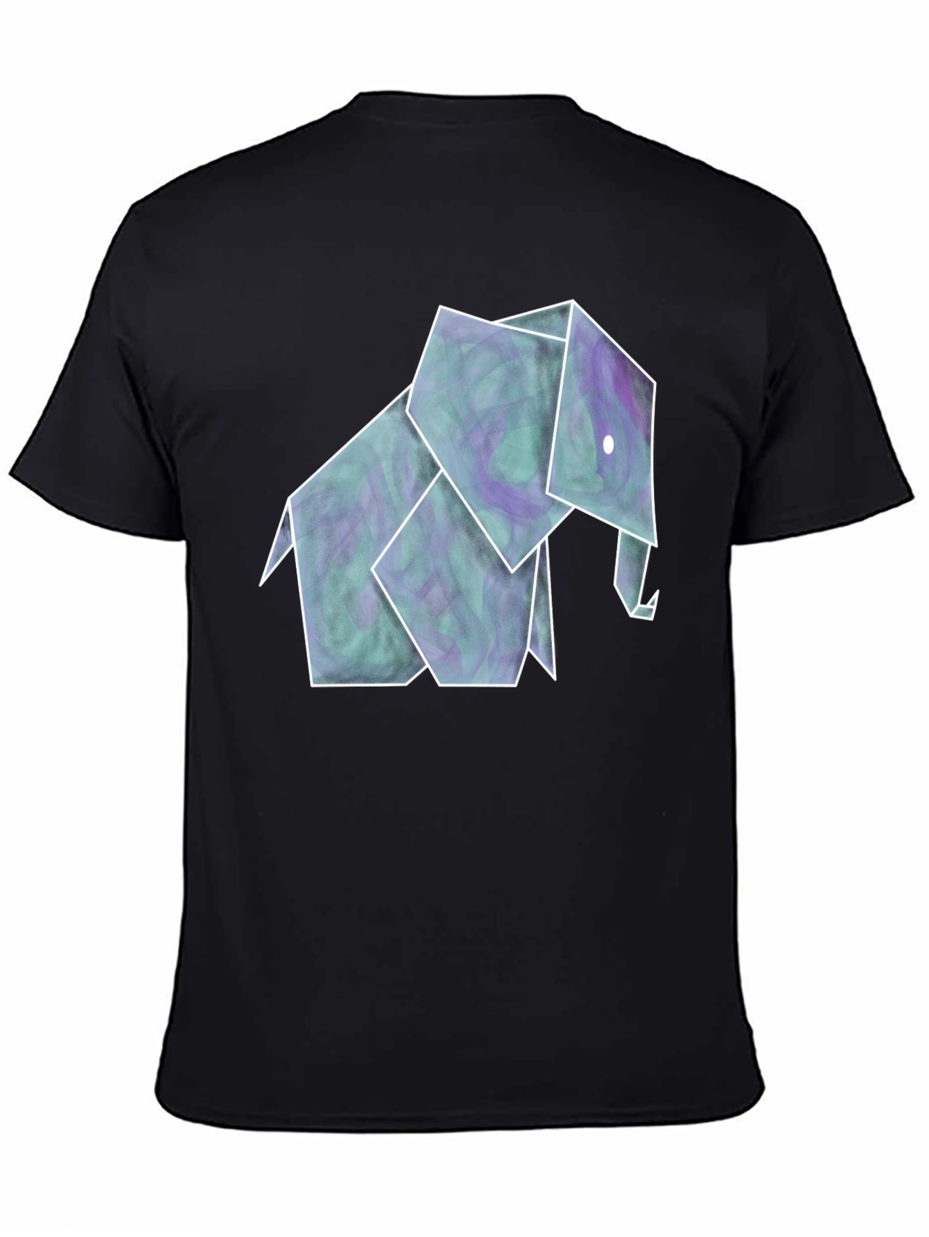 Origami Elephant Tee - Artistic Black Shirt