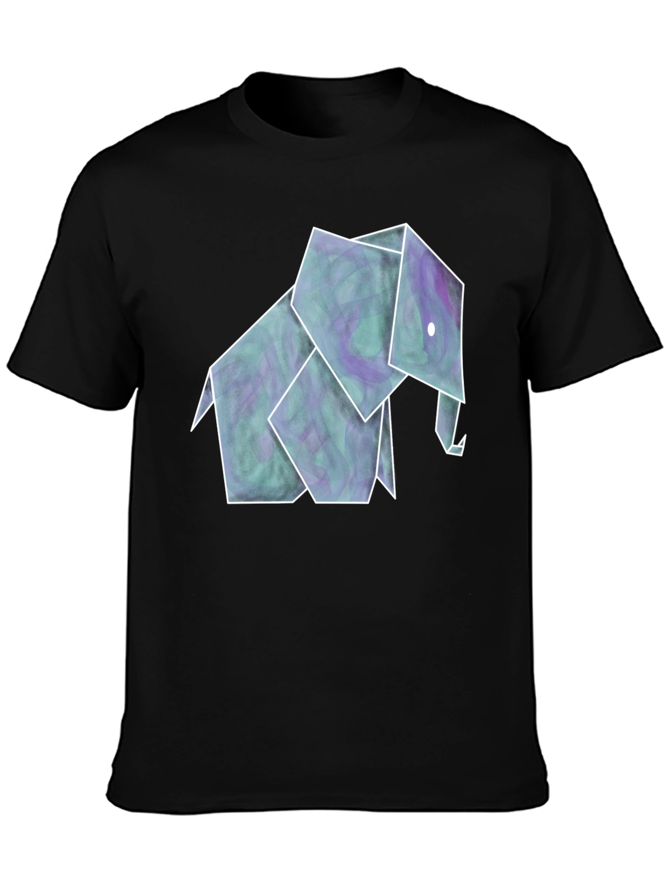 Origami Elephant Tee - Artistic Black Shirt