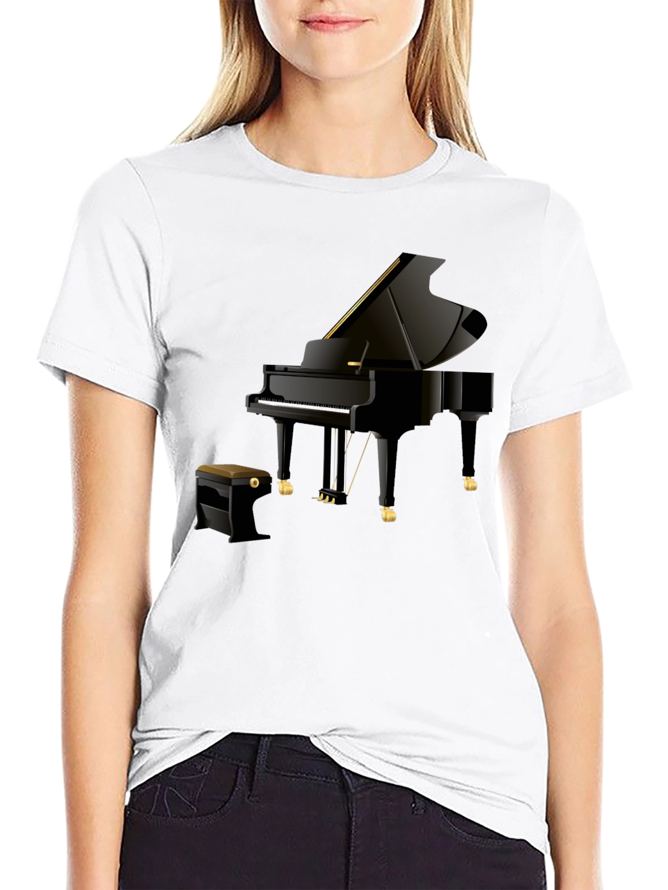 Piano Graphic Tee - Musicians Black Cotton T-Shirt