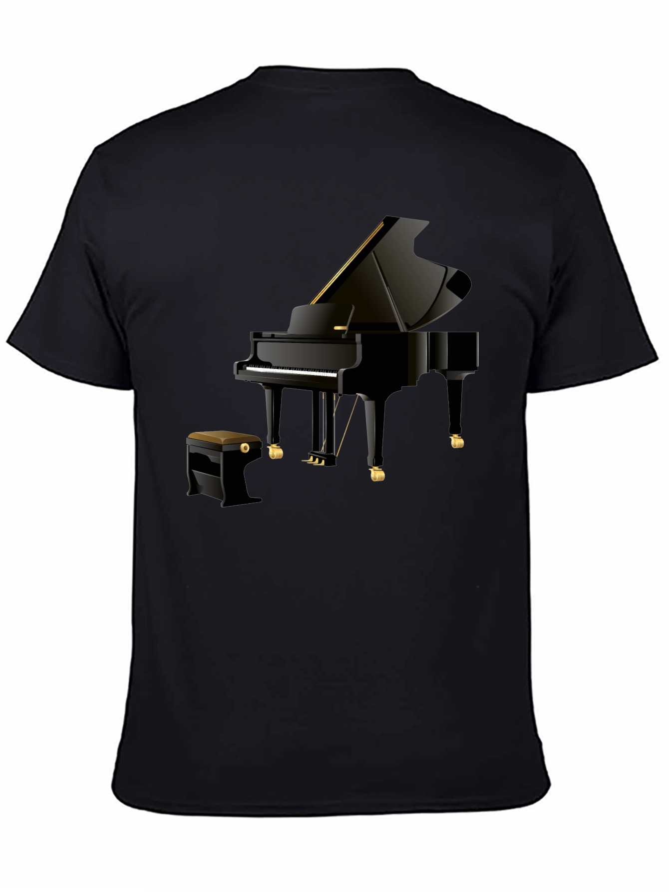 Piano Graphic Tee - Musicians Black Cotton T-Shirt