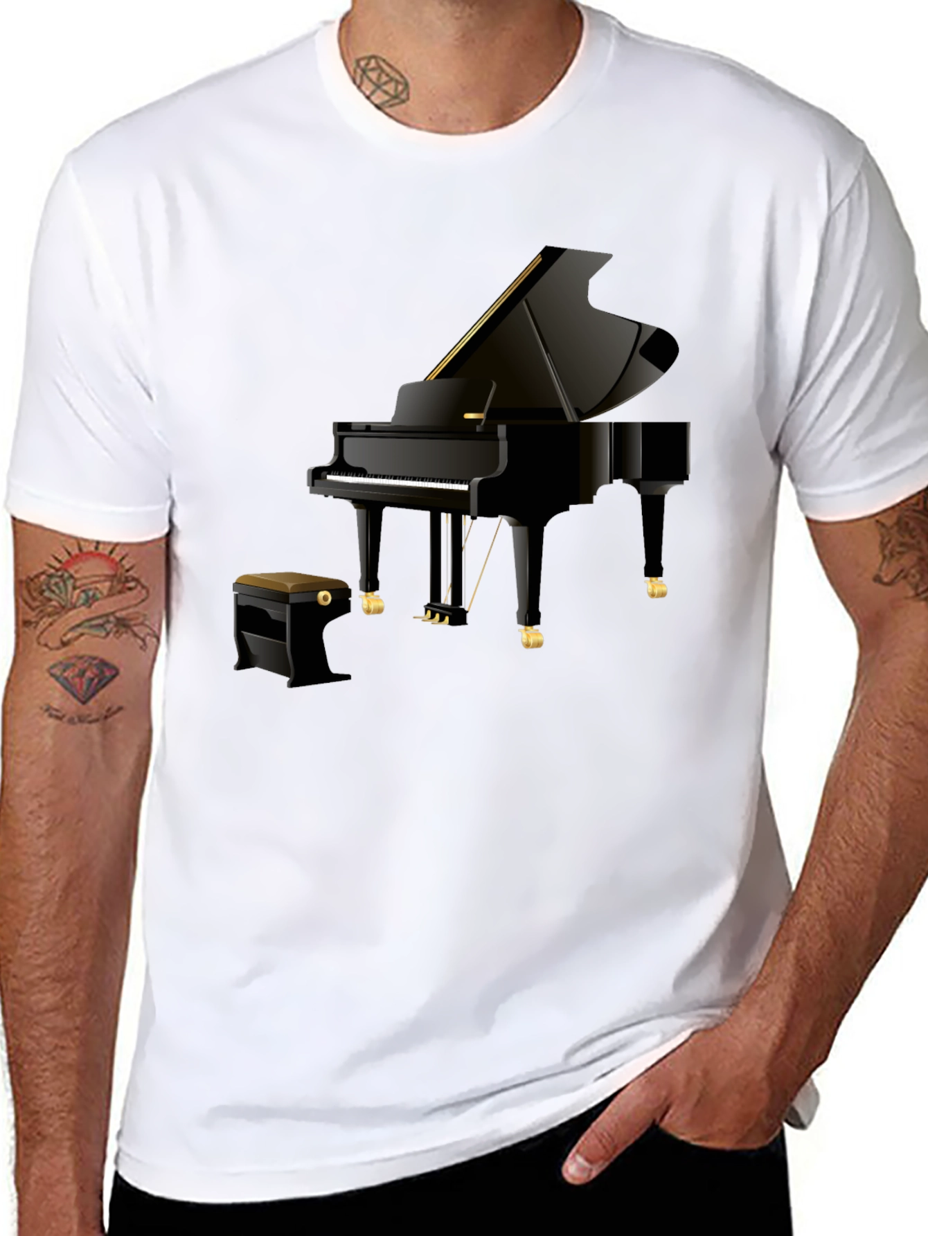 Piano Graphic Tee - Musicians Black Cotton T-Shirt
