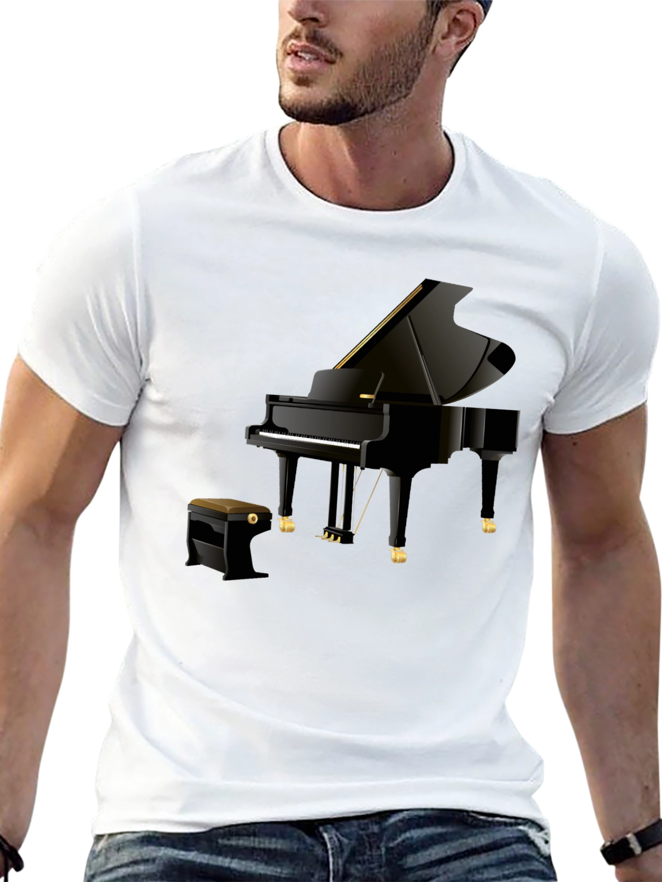 Piano Graphic Tee - Musicians Black Cotton T-Shirt
