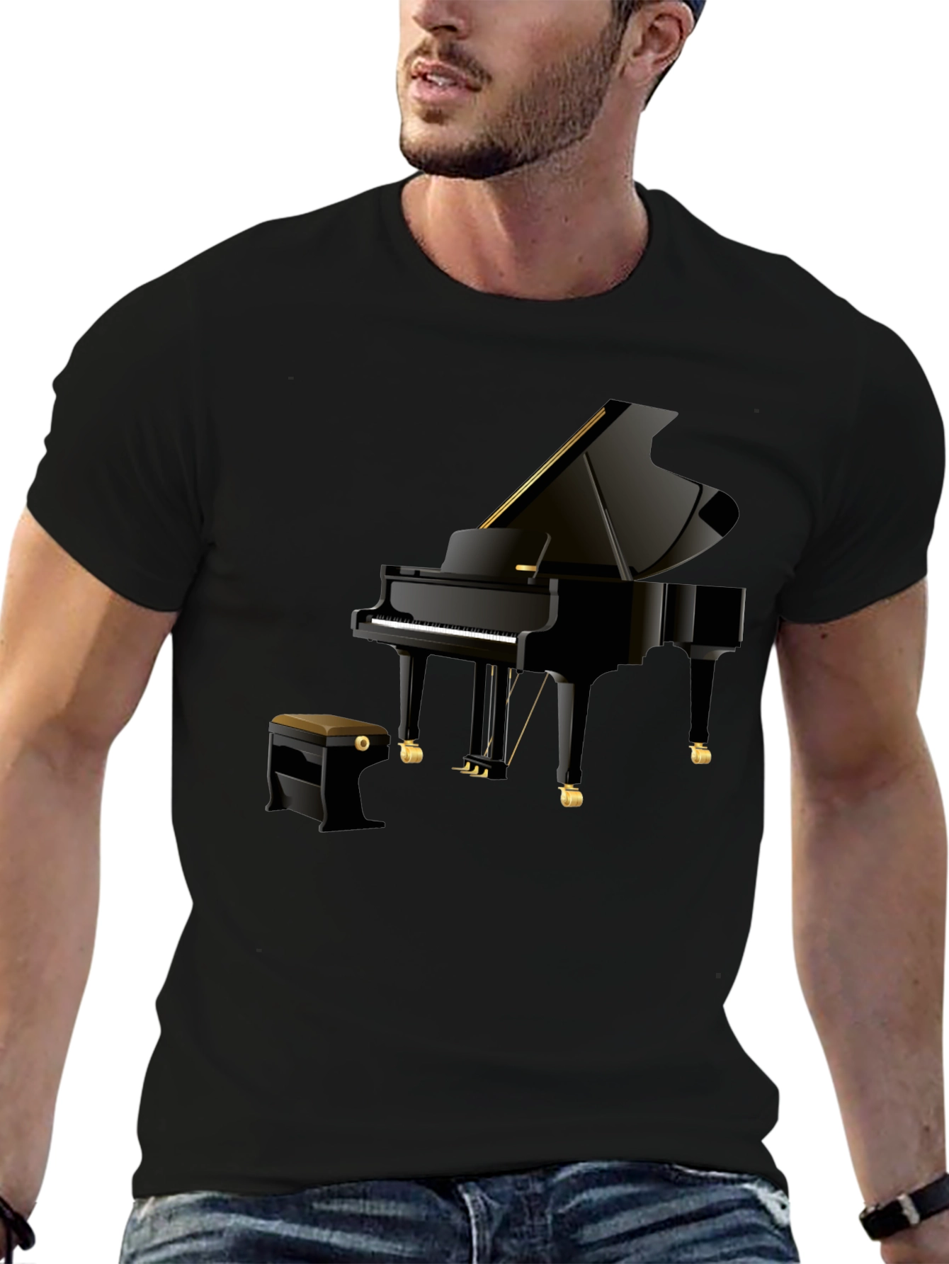 Piano Graphic Tee - Musicians Black Cotton T-Shirt