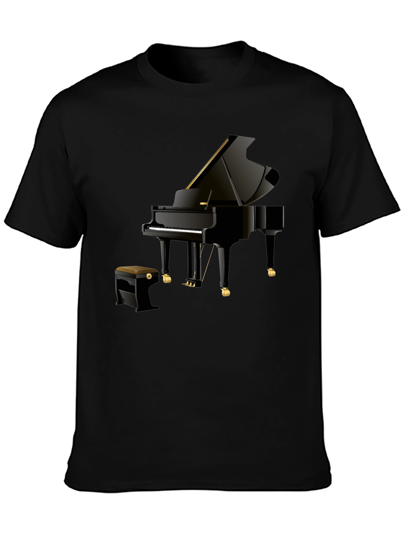 Piano Graphic Tee - Musicians Black Cotton T-Shirt