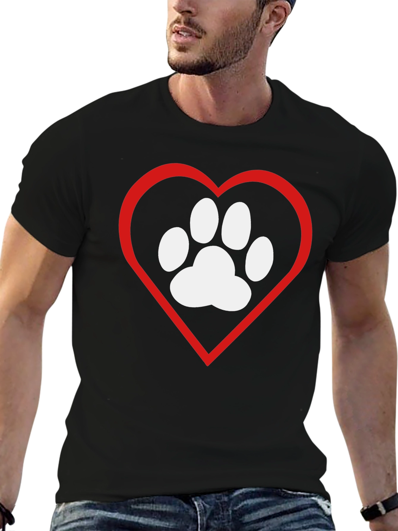 Dog Paw Heart T-Shirt - Pet Lover Tee