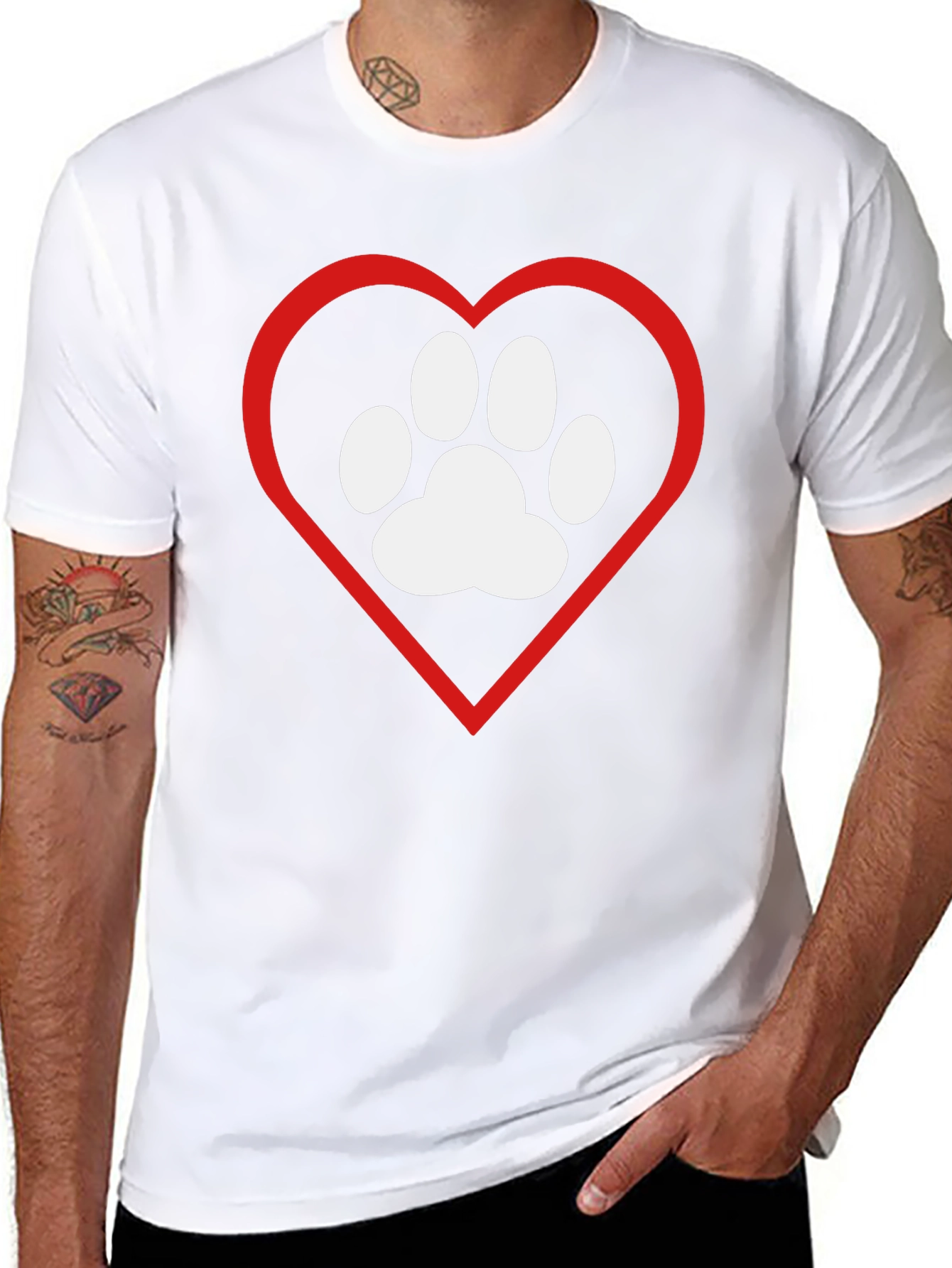 Dog Paw Heart T-Shirt - Pet Lover Tee