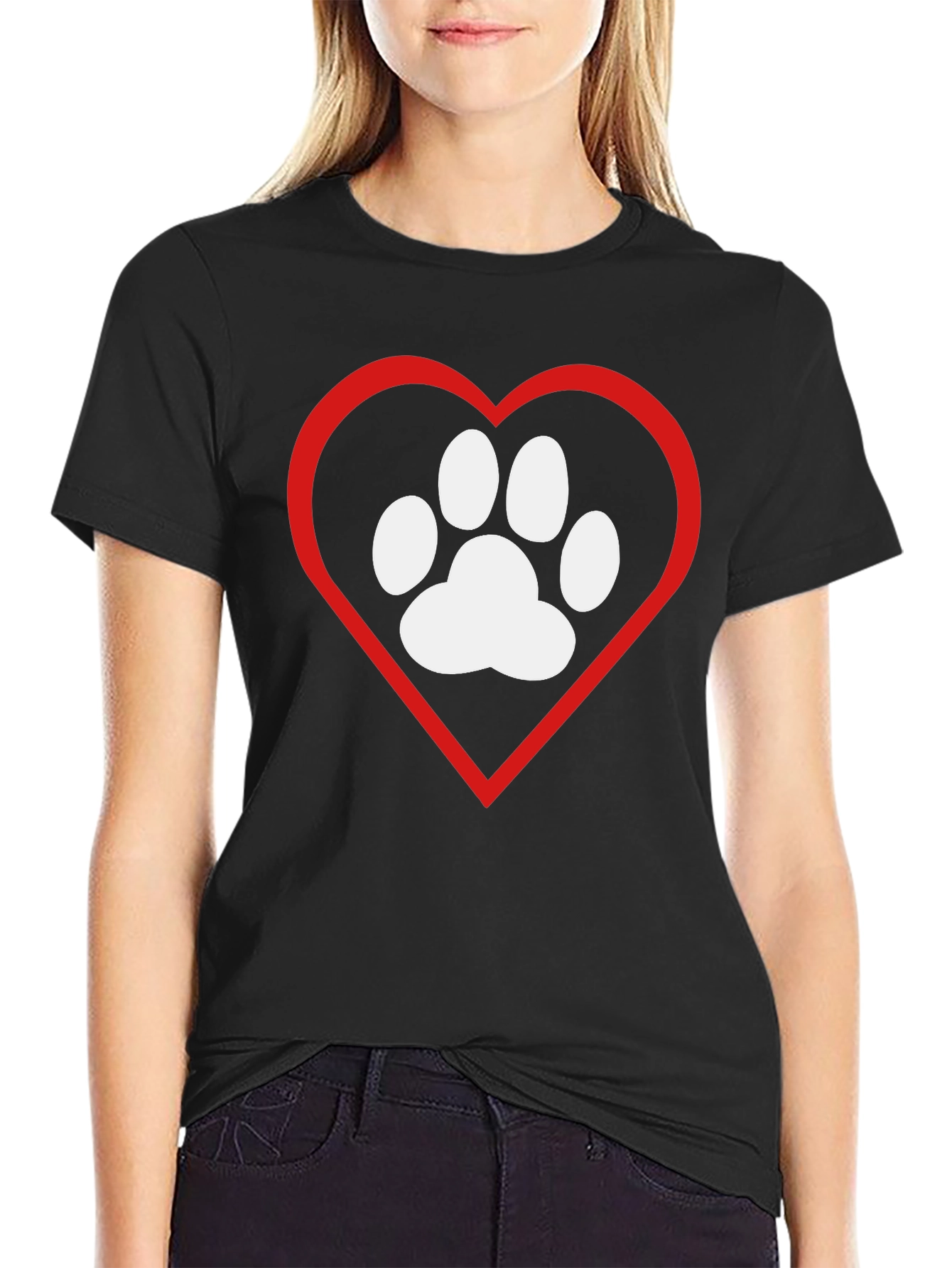 Dog Paw Heart T-Shirt - Pet Lover Tee