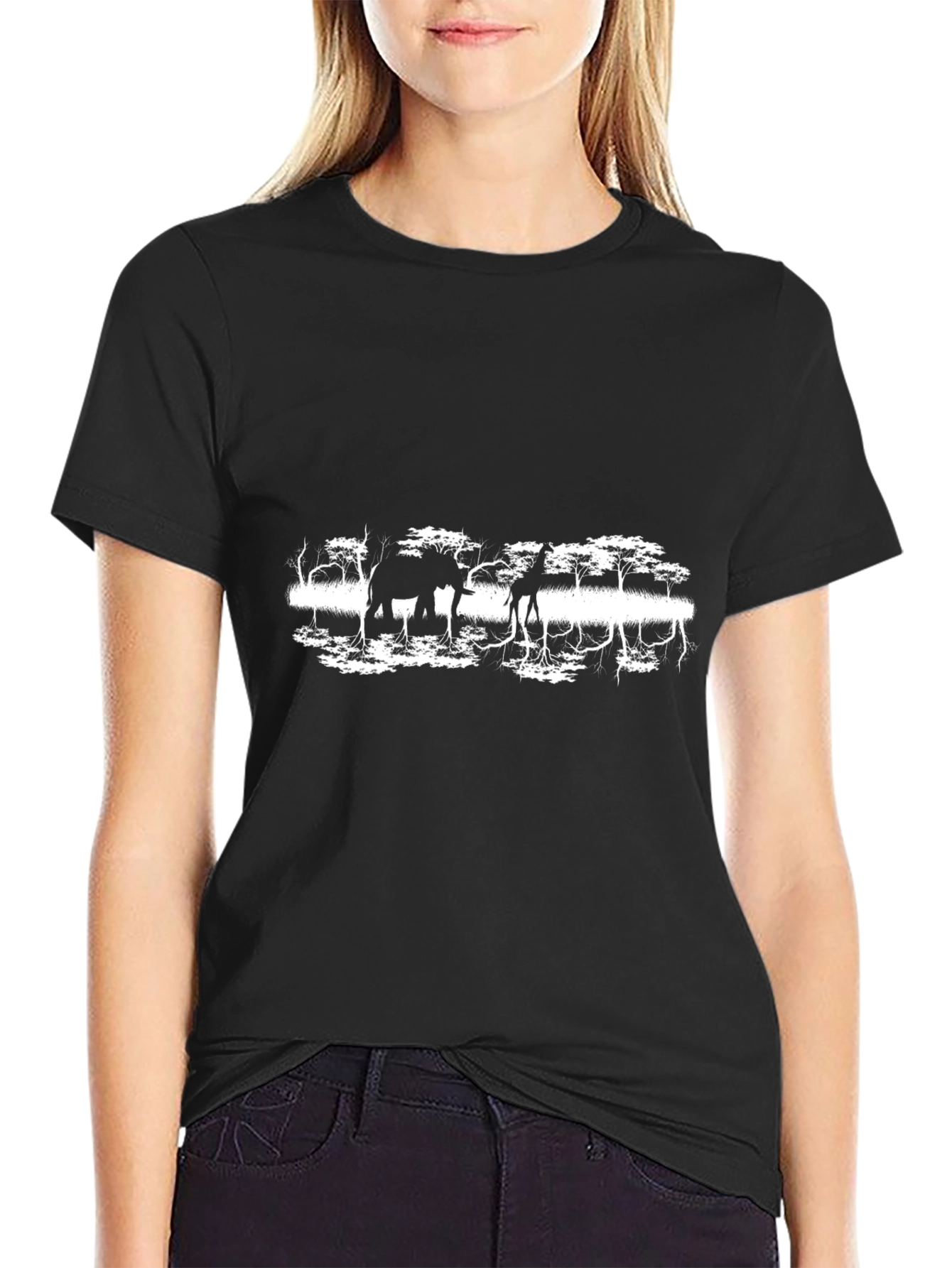 African Safari Silhouette Graphic T-Shirt