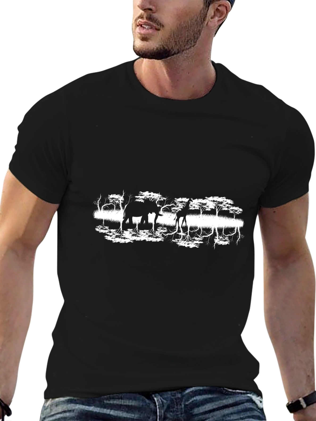 African Safari Silhouette Graphic T-Shirt