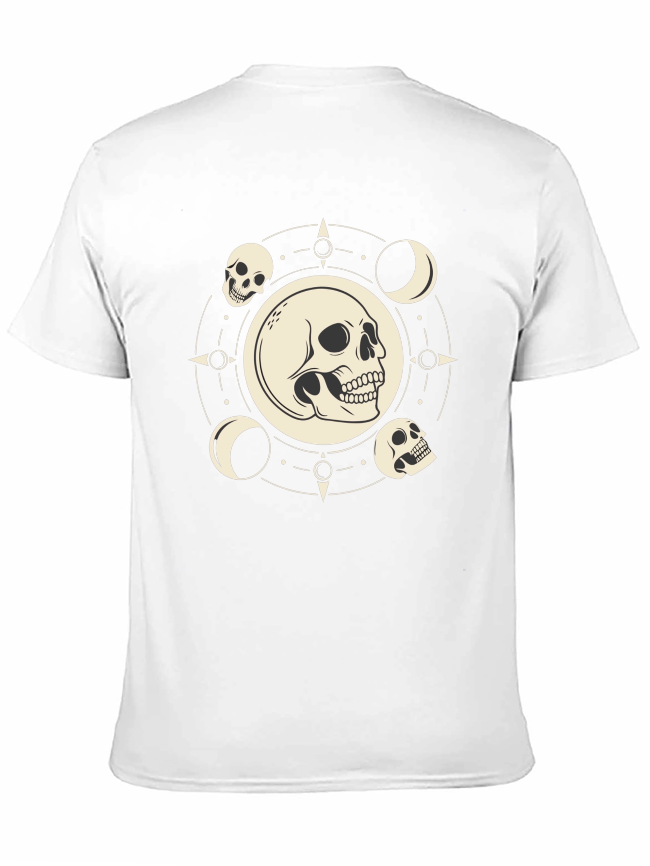 Skull & Moon Phase Graphic Tee - Black Cotton