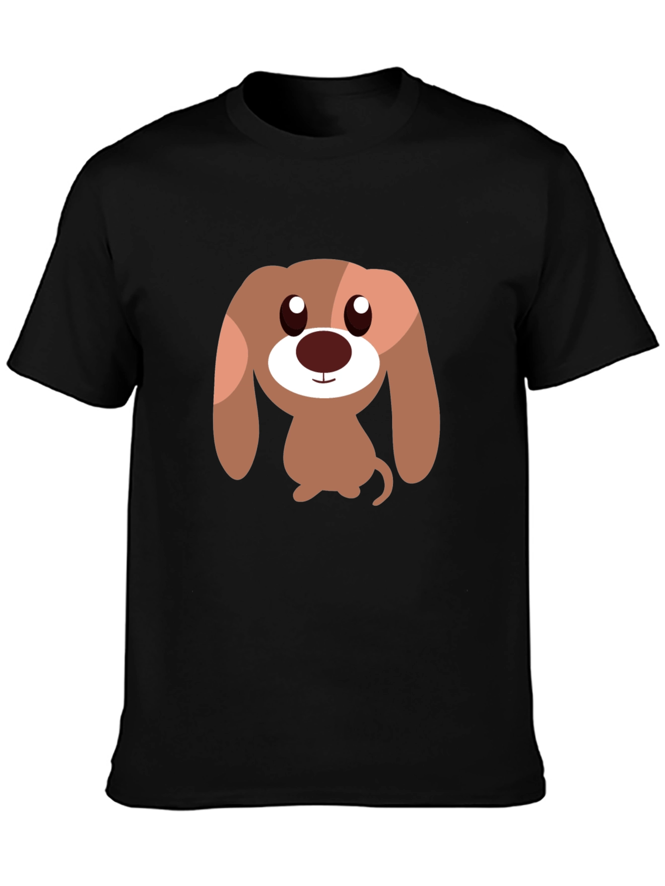 Cartoon Dog Graphic Tee - Black Casual T-Shirt