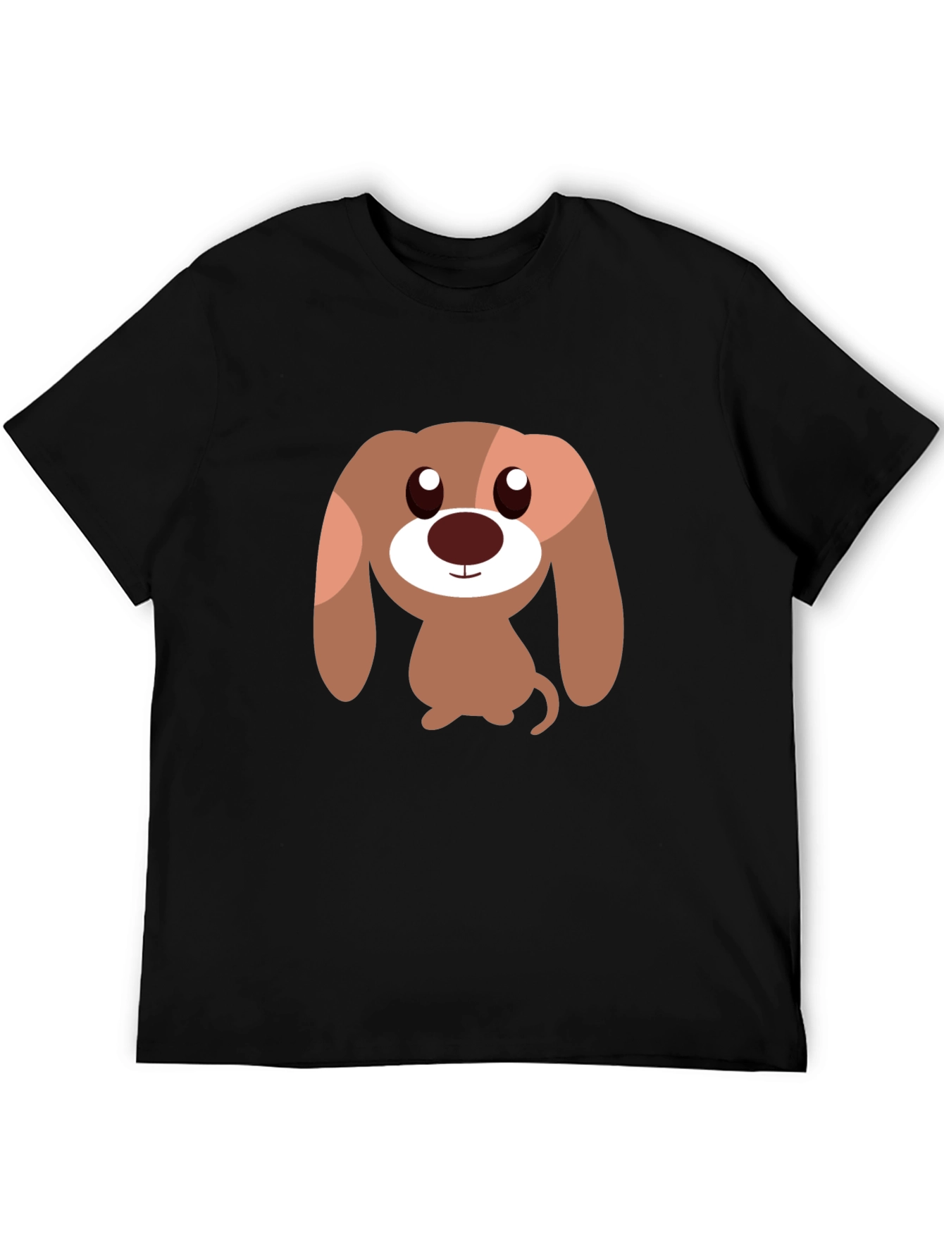 Cartoon Dog Graphic Tee - Black Casual T-Shirt