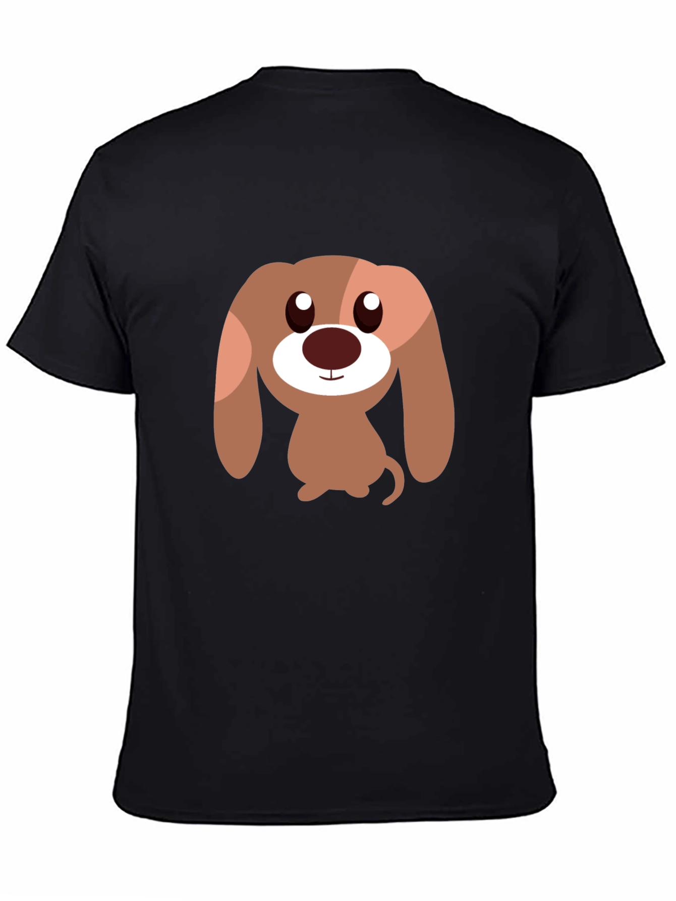 Cartoon Dog Graphic Tee - Black Casual T-Shirt