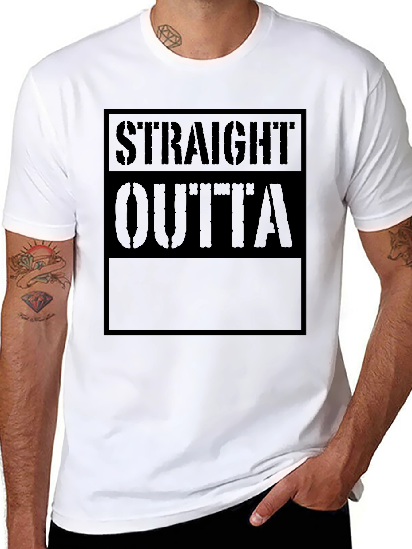 Straight Outta T-Shirt - Black Crew Neck Tee
